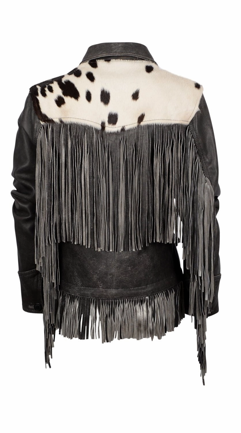 Quick drying material STS Ranchwear Womens Frontier Blackstone/Cowhide Leather Leather Jacket