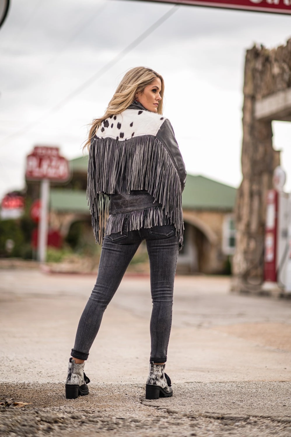 Fashion Trend Windbreaker Style STS Ranchwear Womens Frontier Blackstone/Cowhide Leather Leather Jacket