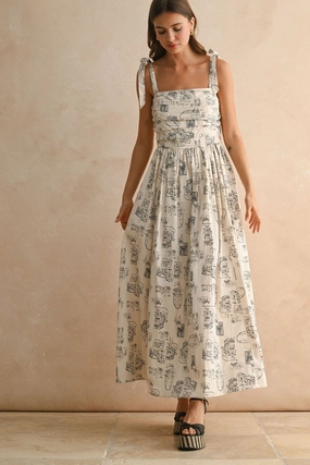 Smart and Elegant City Print Maxi Dress