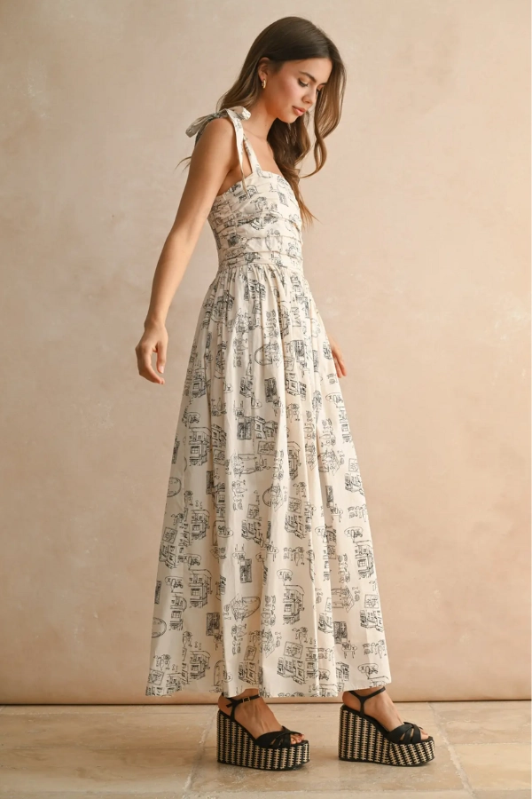 All-Purpose Comfort Fresh Glow City Print Maxi Dress