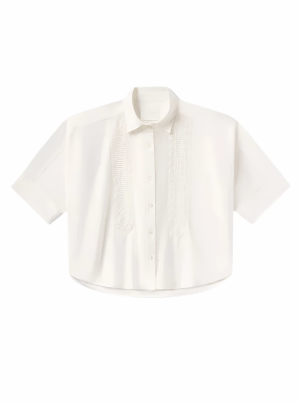 Claire Shirt with Lace in White Winter Layer Sustainable Manufacturing
