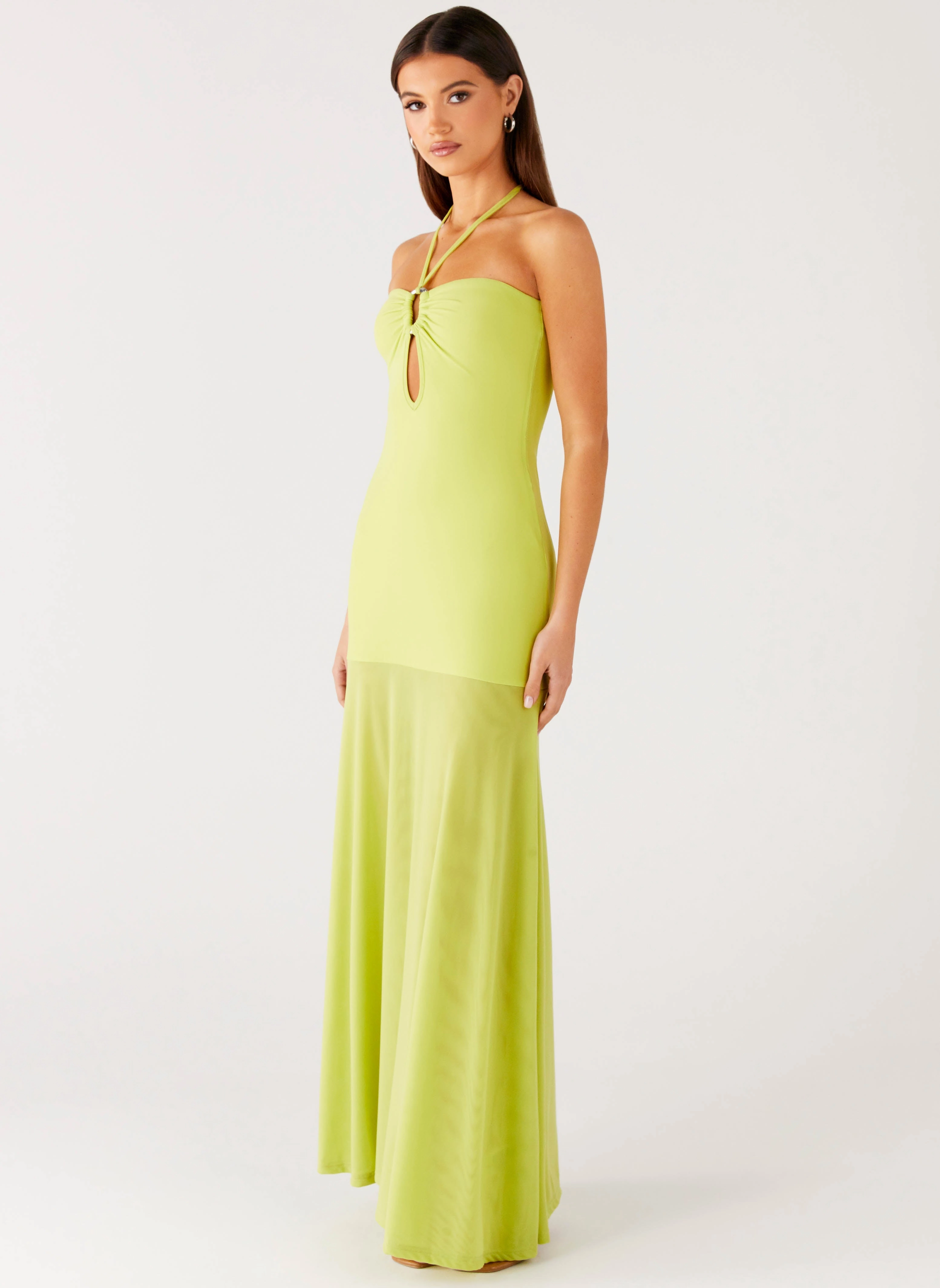 Claria Maxi Dress - Lime Layered-Look Chill Base