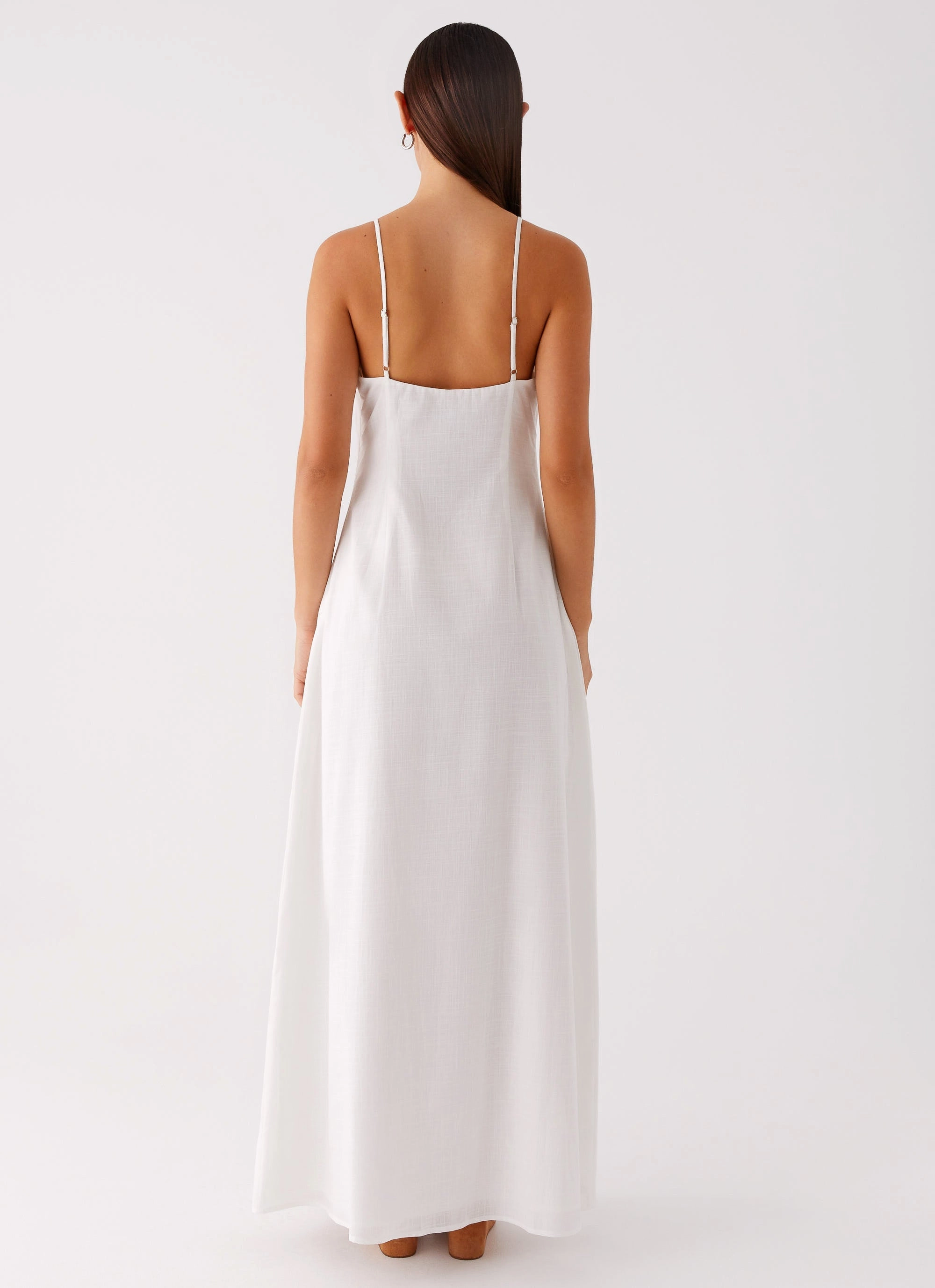 Madeleine Scoop Neck Maxi Dress - Off White Minimal Tone