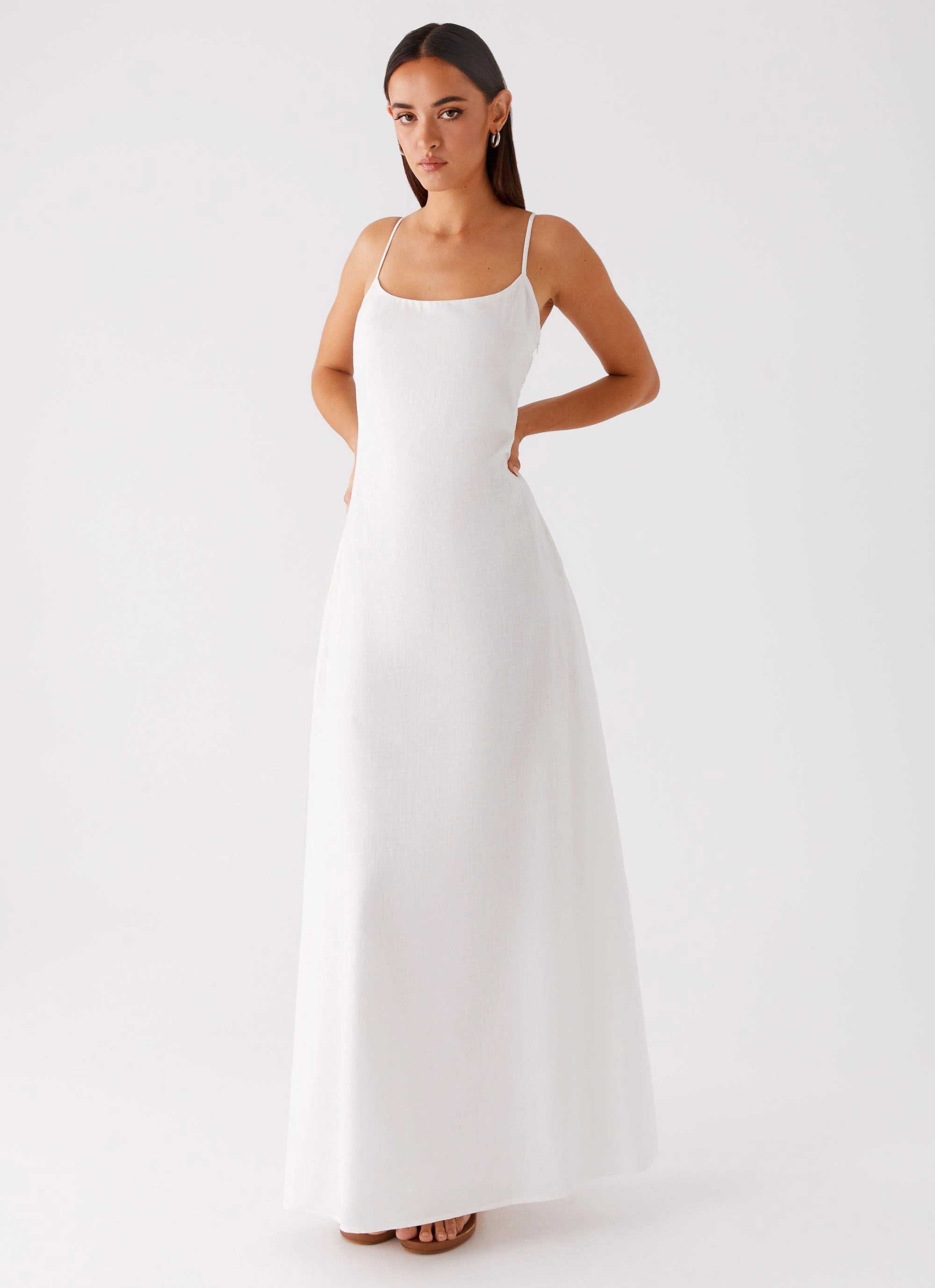Soft Texture Madeleine Scoop Neck Maxi Dress - Off White