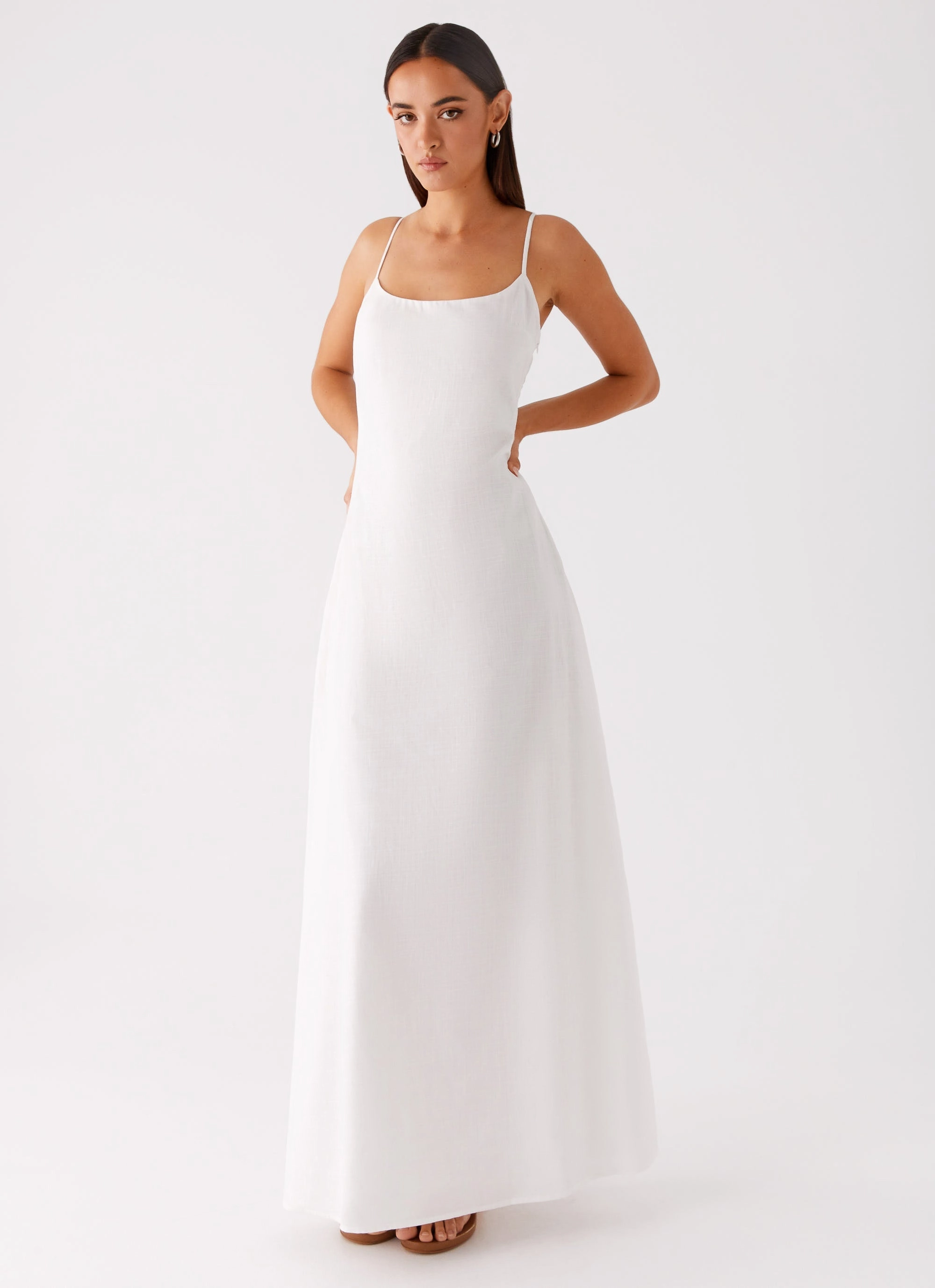 Madeleine Scoop Neck Maxi Dress - Off White Timeless Wearable Happy Glow