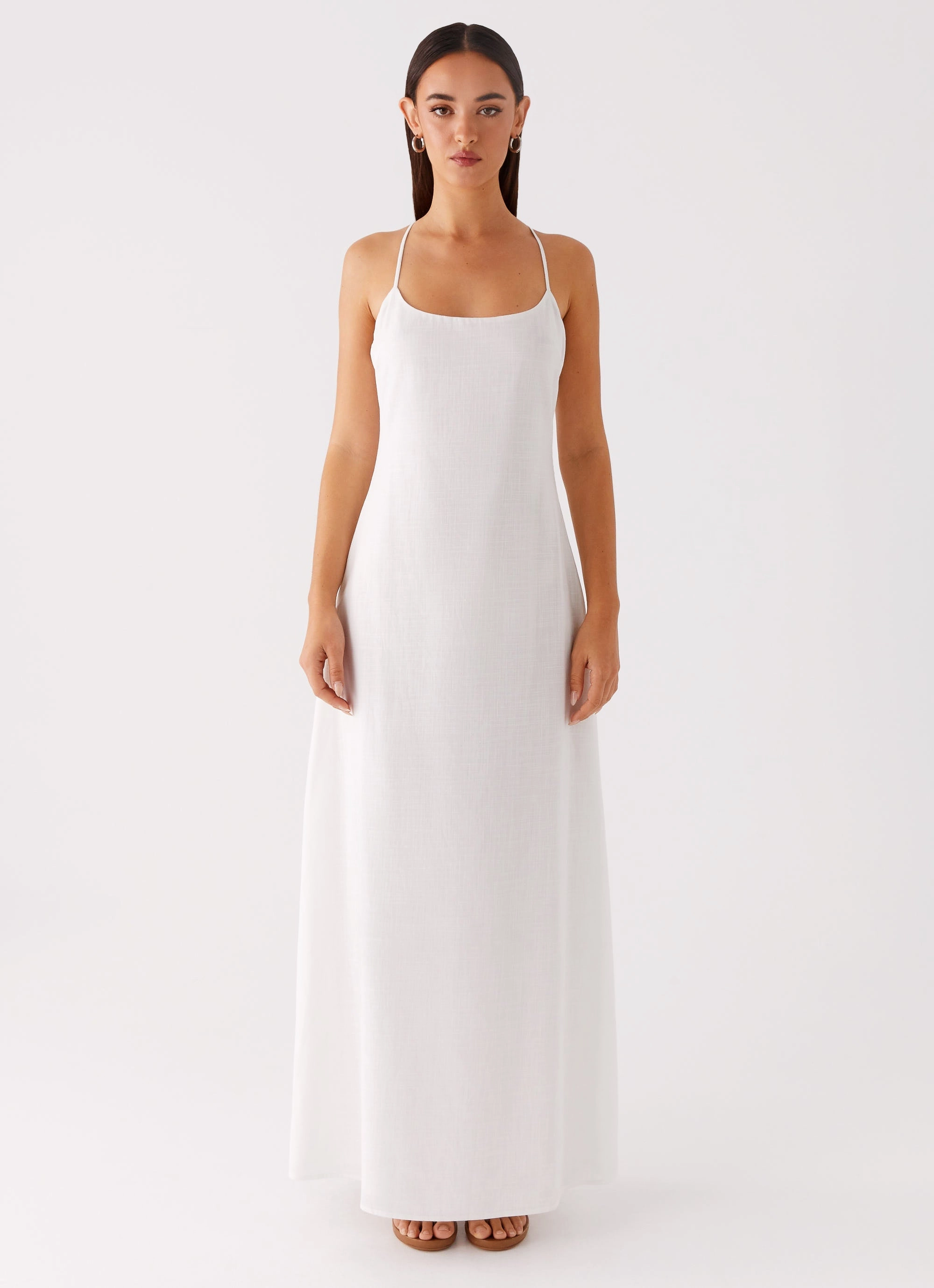 Smooth Drape Lounge Fit Madeleine Scoop Neck Maxi Dress - Off White