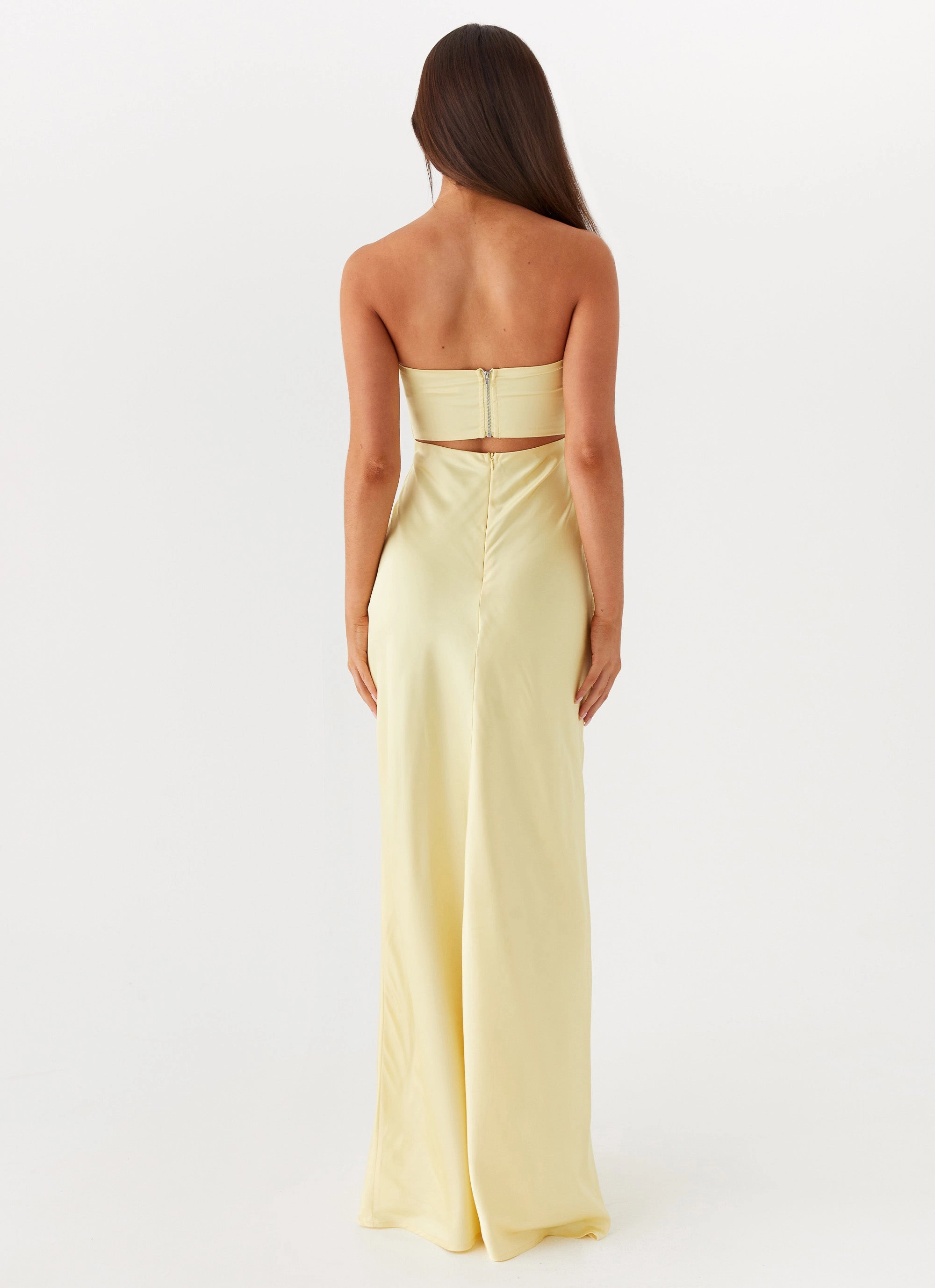 Tianna Strapless Maxi Dress - Yellow Tie-dye