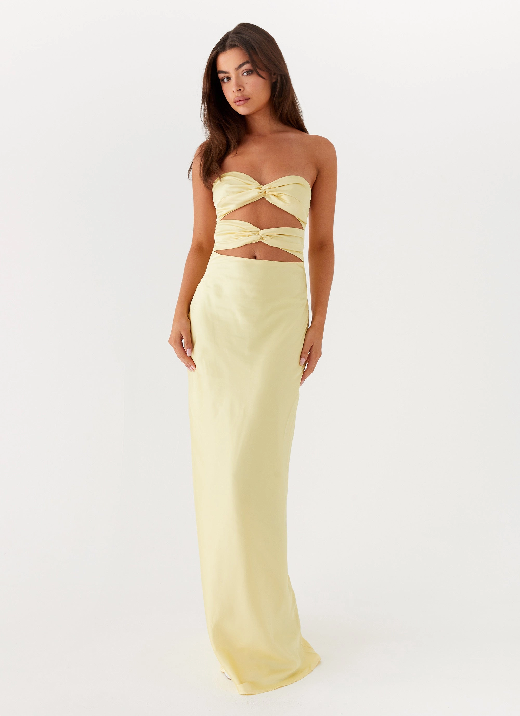 Day Glow Perfect Wearable Tianna Strapless Maxi Dress - Yellow