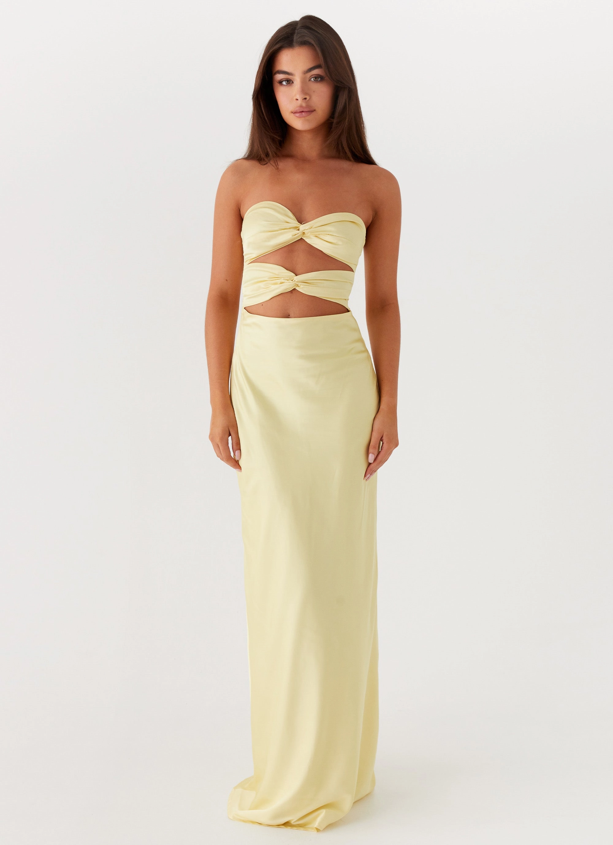 Luxe Fabric Tianna Strapless Maxi Dress - Yellow