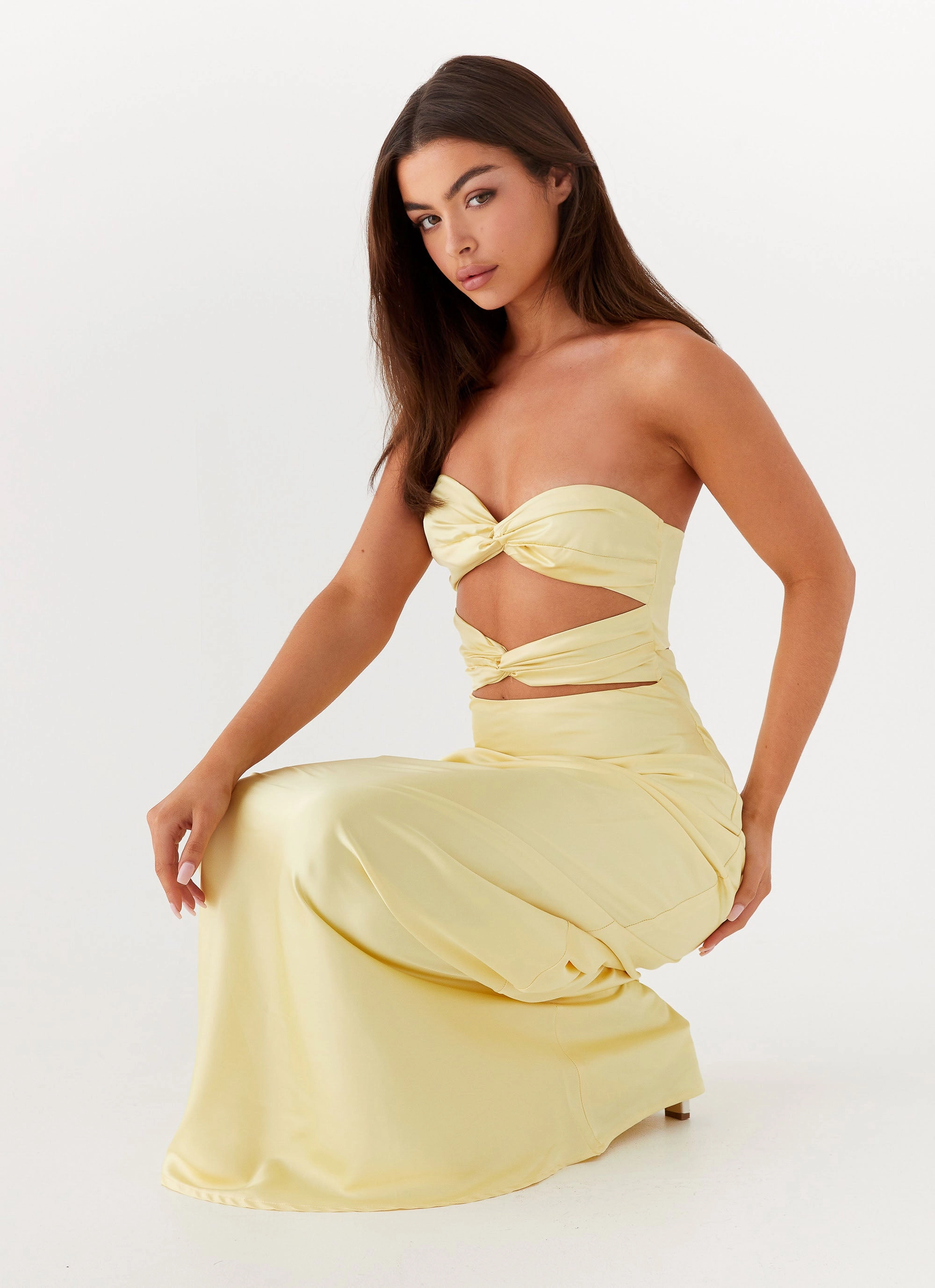 Trendy Style Tianna Strapless Maxi Dress - Yellow