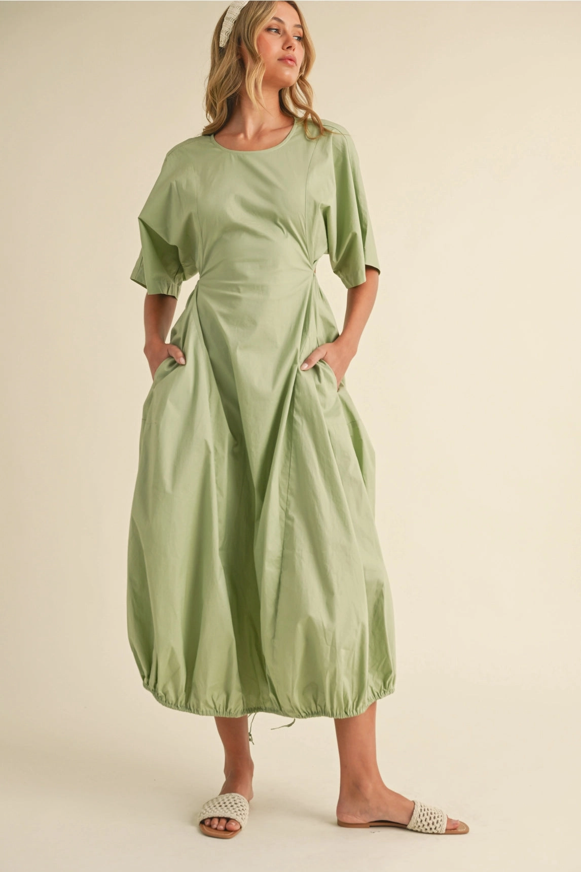 Gentle Texture Camila Midi Dress - Sage