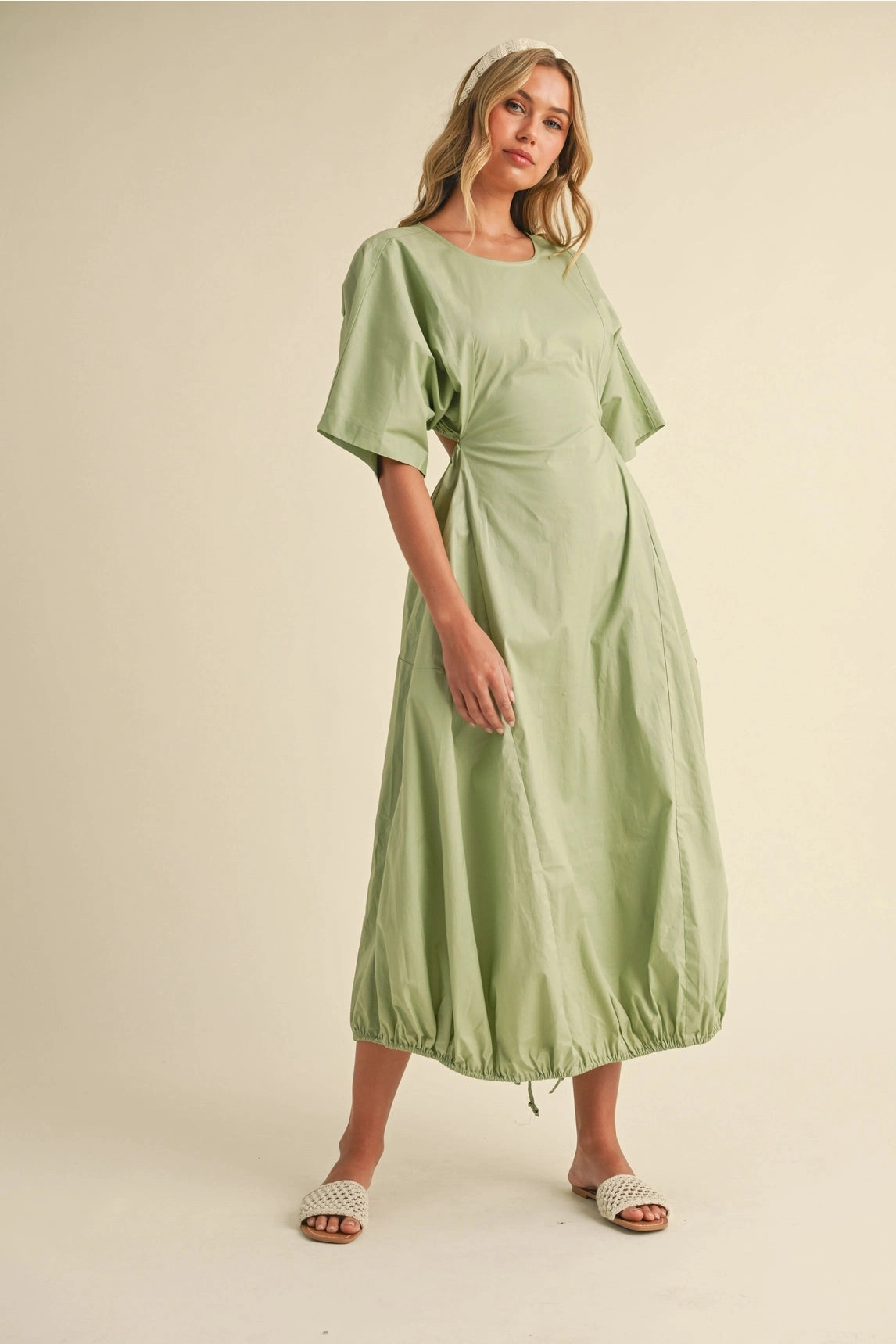 Ultra Soft Texture AthleisureReady Camila Midi Dress - Sage