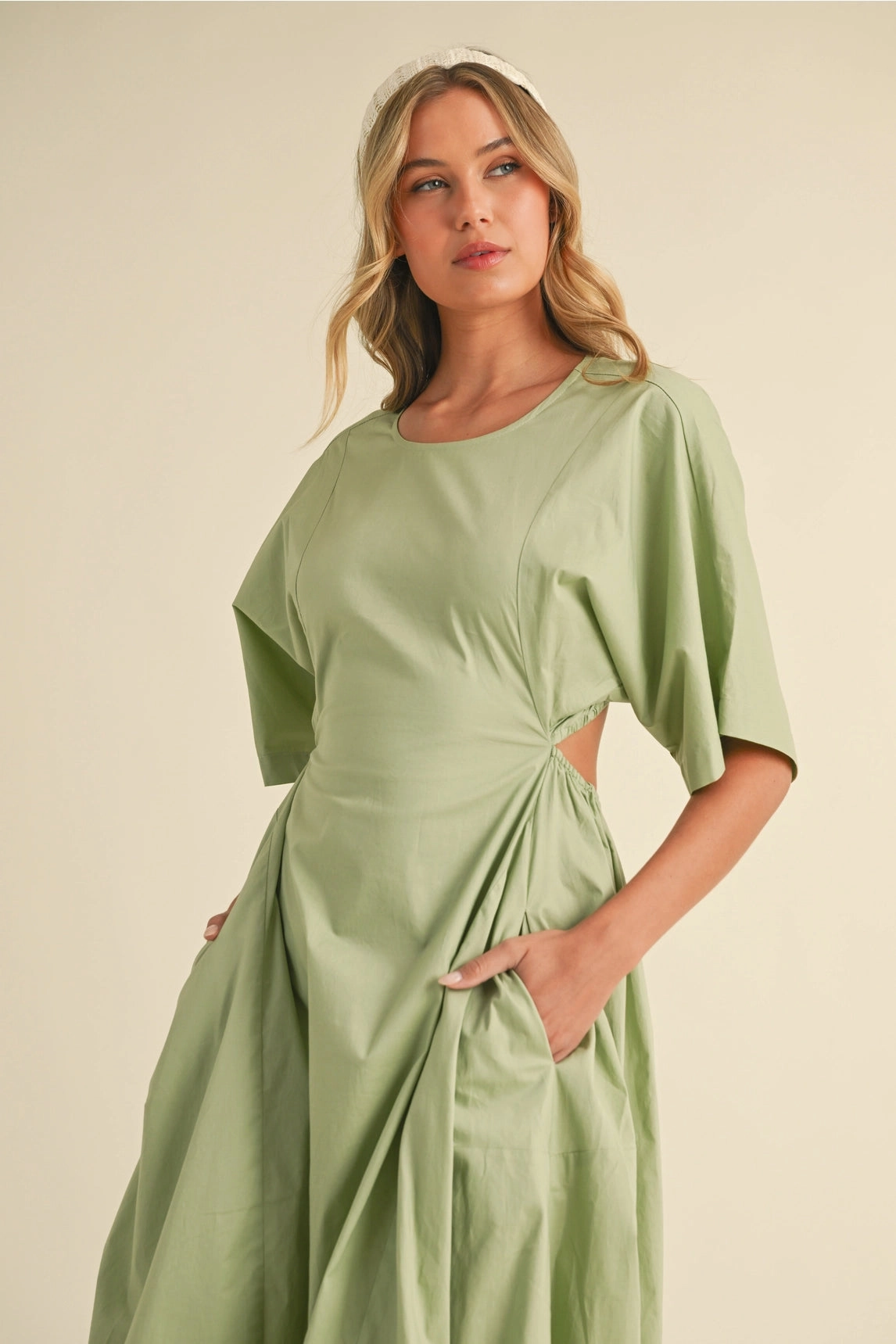 Camila Midi Dress - Sage Shimmer-Finish