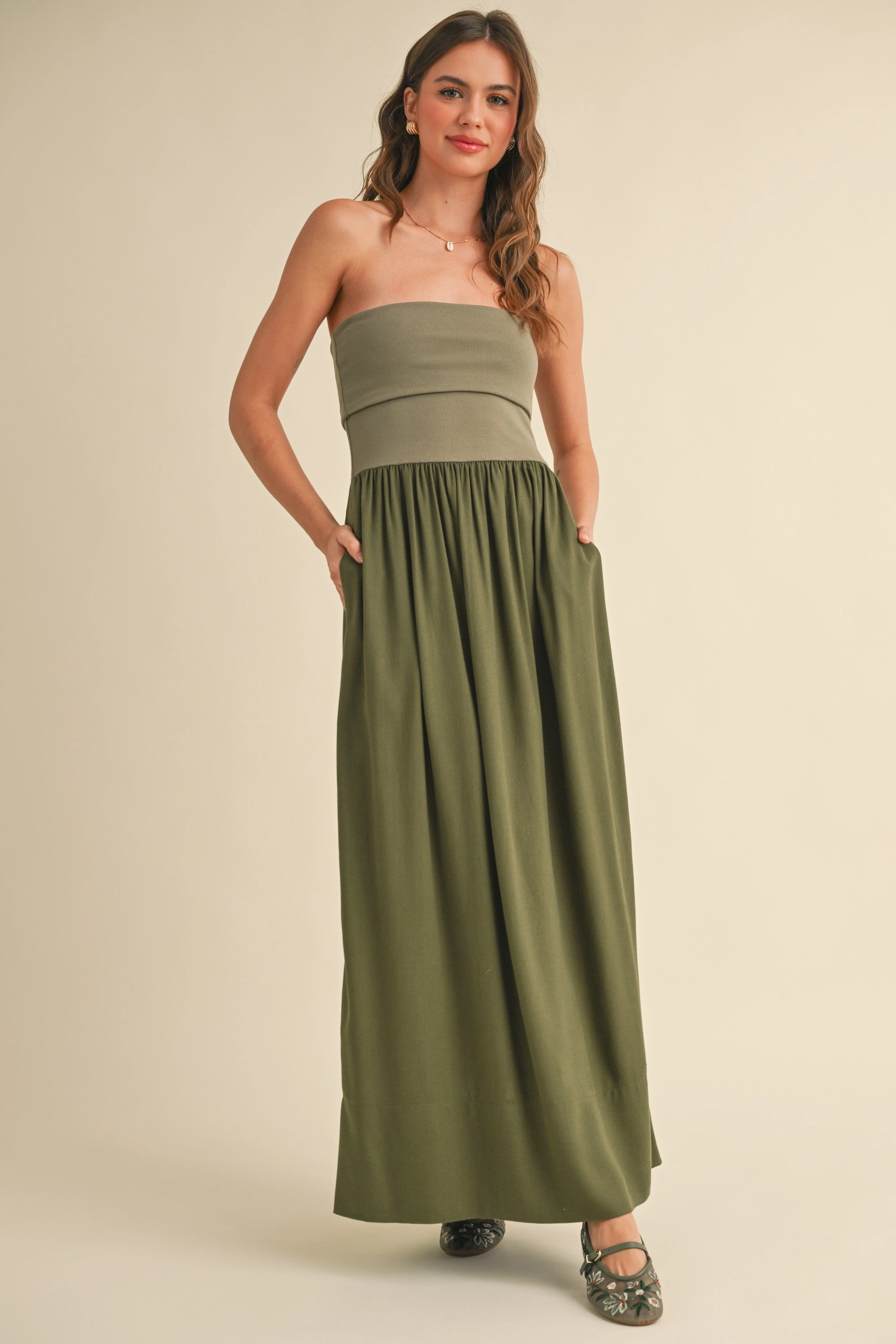 Madison Linen Ribbed Maxi Dress Minimal Curve Luxe style