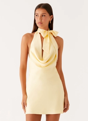 Cory Cowl Scarf Mini Dress - Sunny Yellow Peach Tone