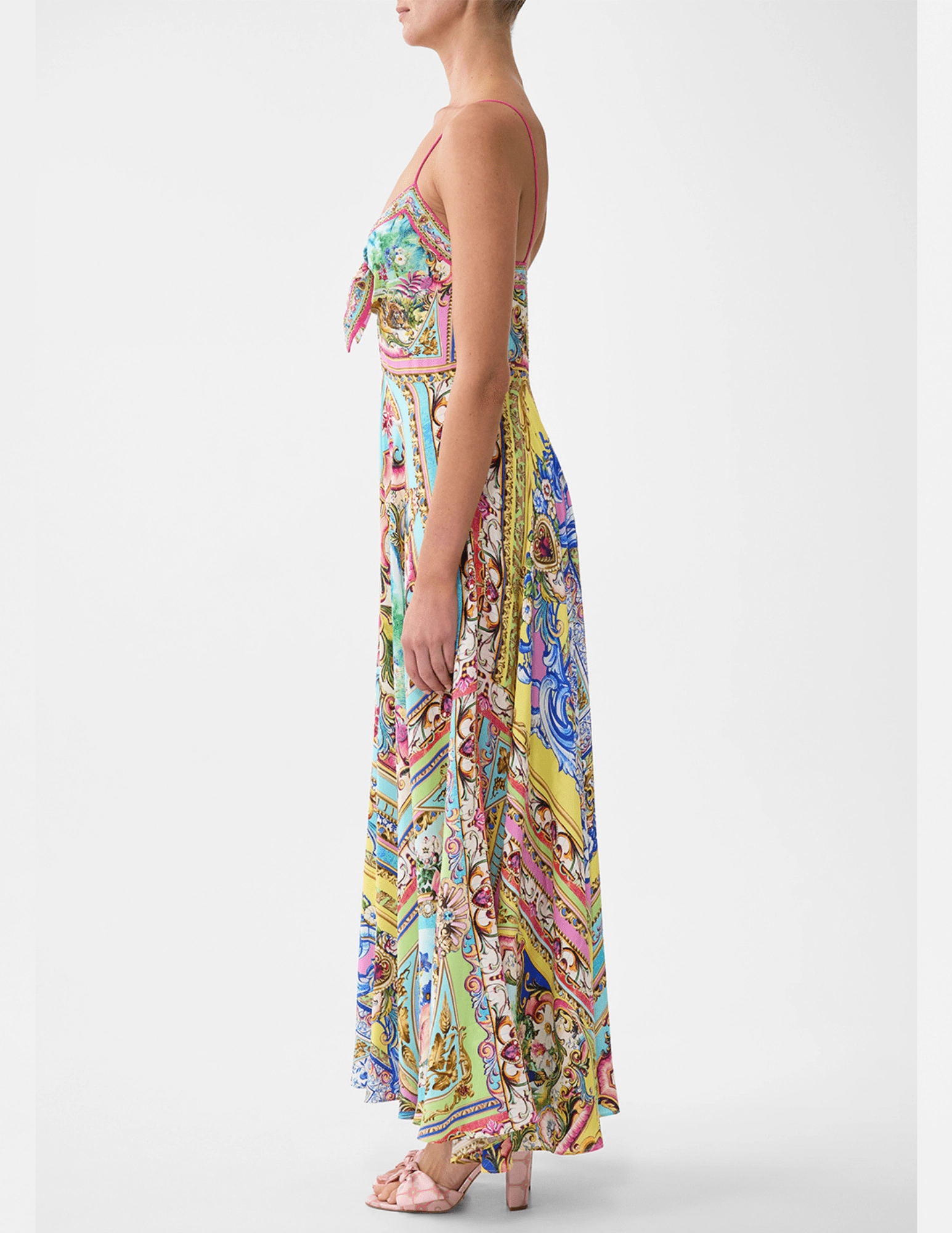 Camilla Tie Front Maxi Dress-SALE Drawstring-Waist Smart Layer