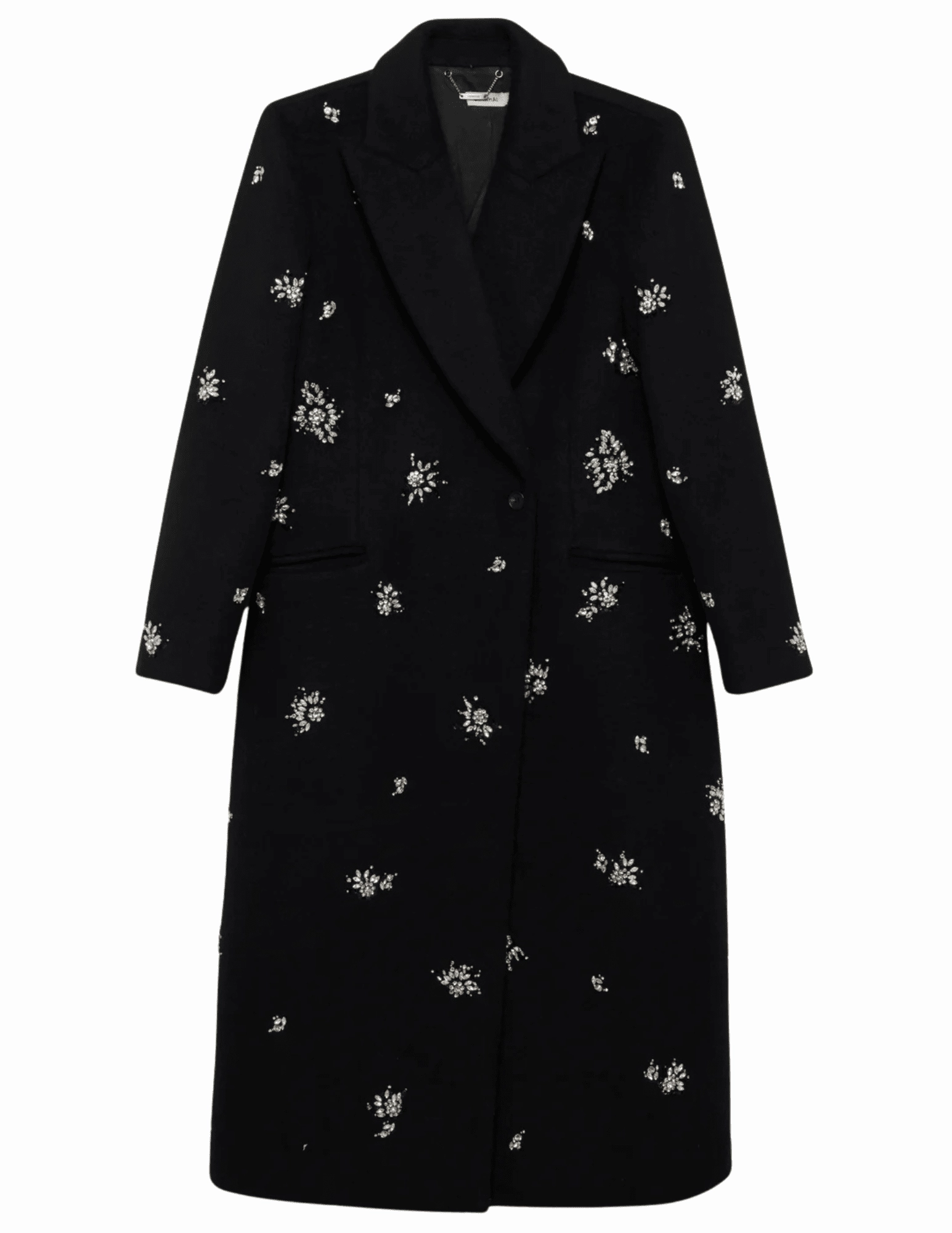 Low Profile Fastening Simkhai Gianni Embellished Wool Coat in Black