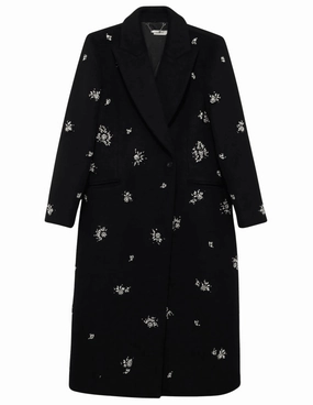 Low Profile Fastening Simkhai Gianni Embellished Wool Coat in Black