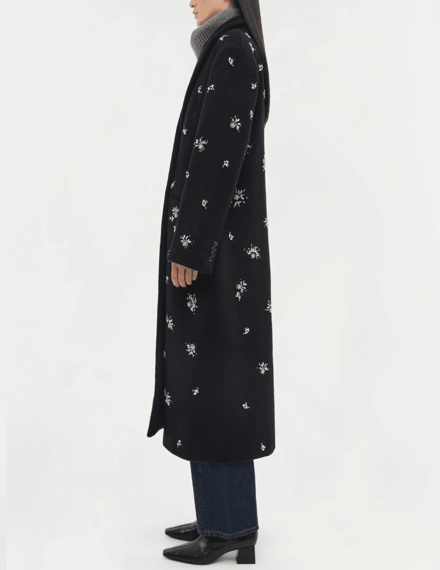 Eco Friendly Textile Simkhai Gianni Embellished Wool Coat in Black