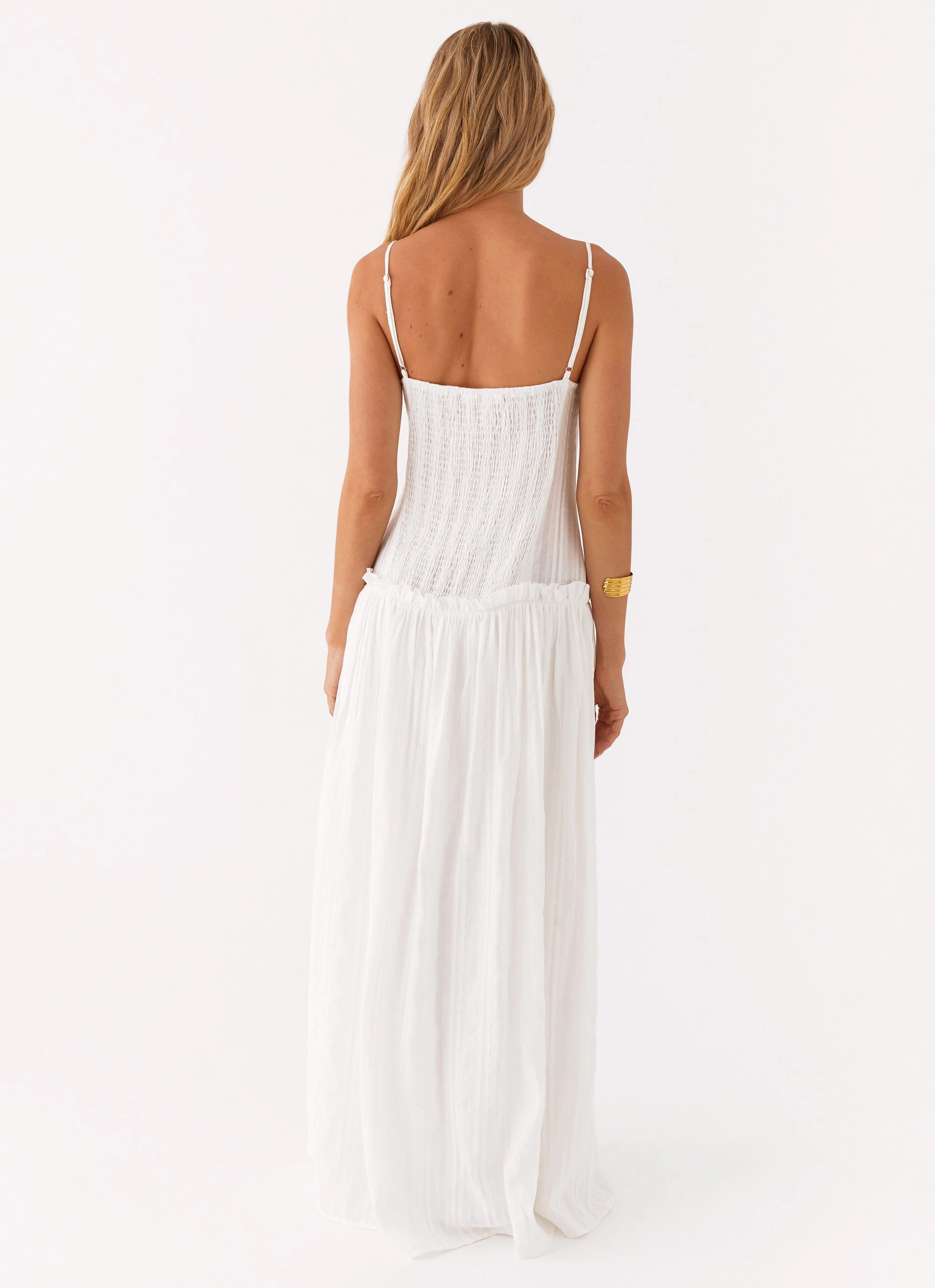 Jacinda Drop Waist Maxi Dress - Ivory Sophisticated Touch Summer Ease