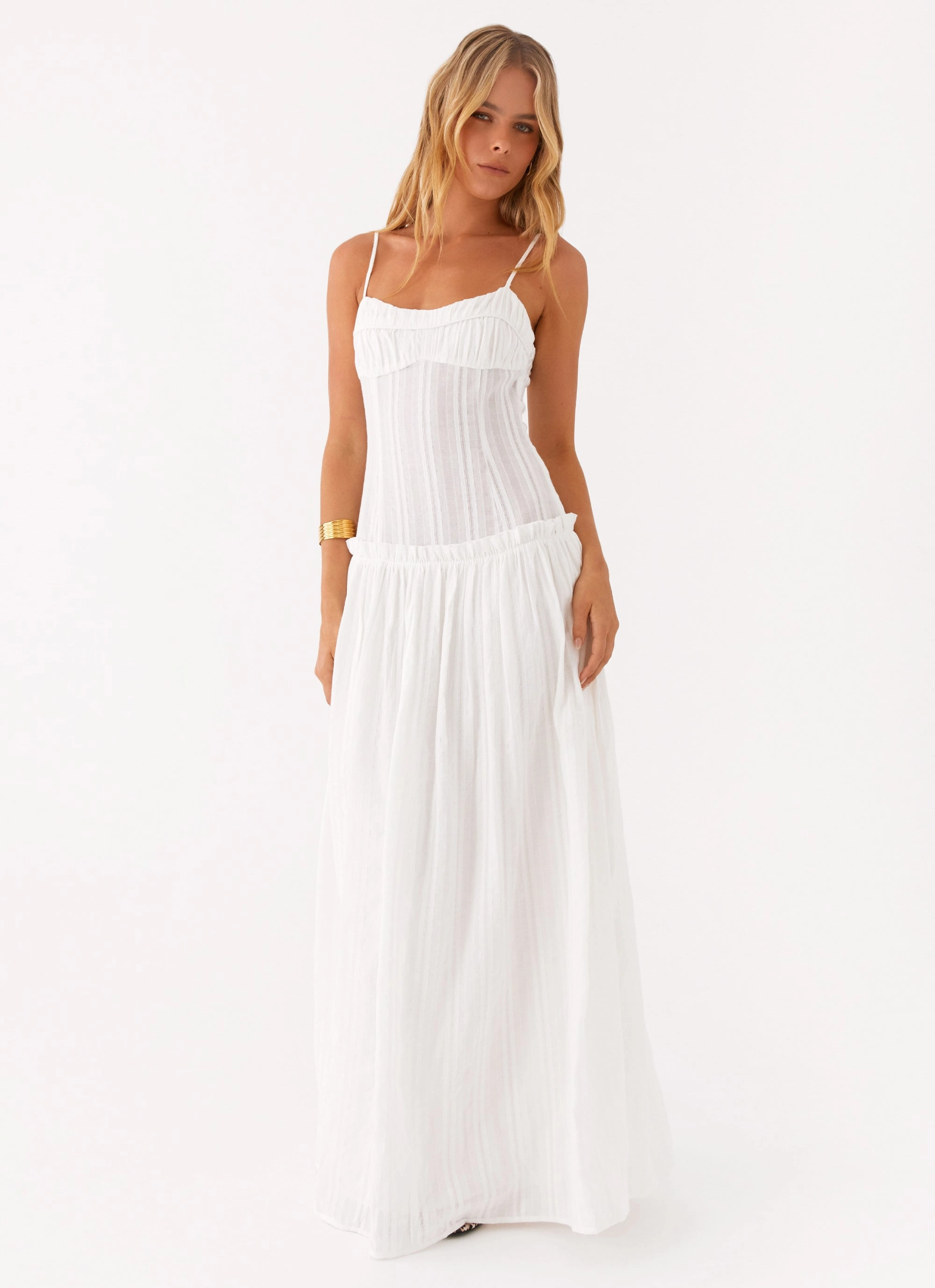 Workwear Comfort Jacinda Drop Waist Maxi Dress - Ivory