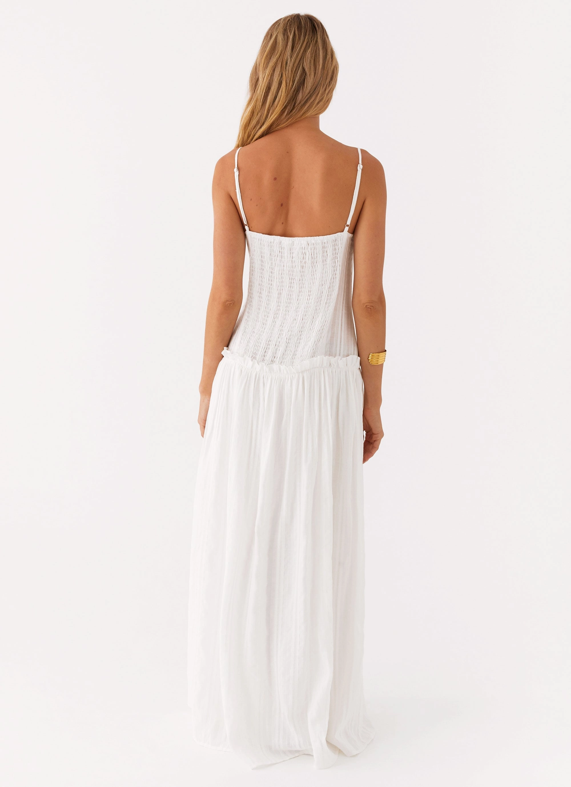 Curve Friendly Comfortable Touch Jacinda Drop Waist Maxi Dress - Ivory