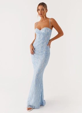 Sonia Maxi Dress - Blue Front-Slit