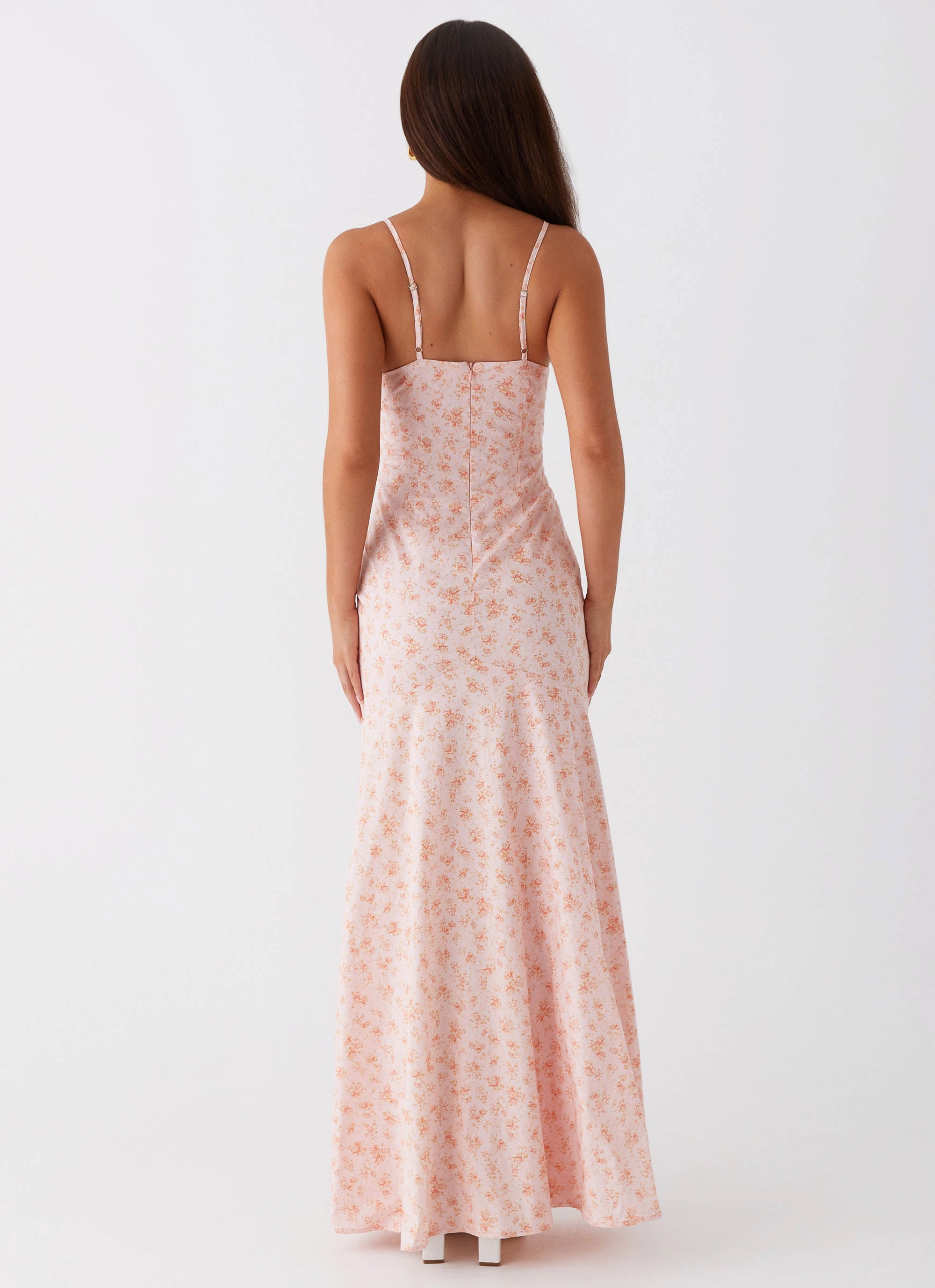 Britney Maxi Dress - Pink Ditsy Floral Spring Garden Date Vibe