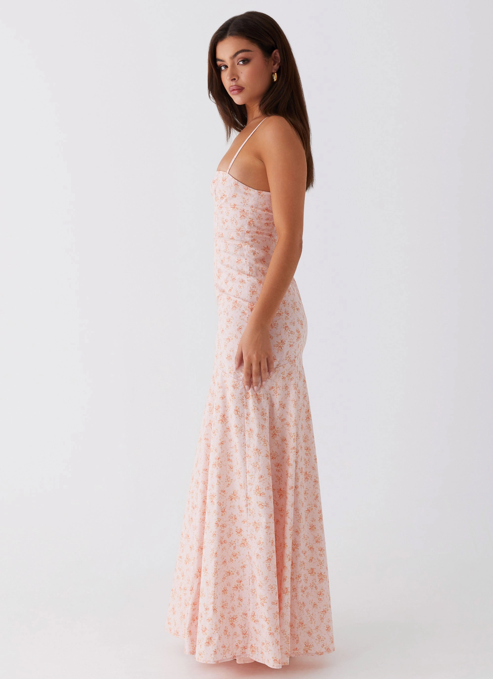 Britney Maxi Dress - Pink Ditsy Floral Night Appeal
