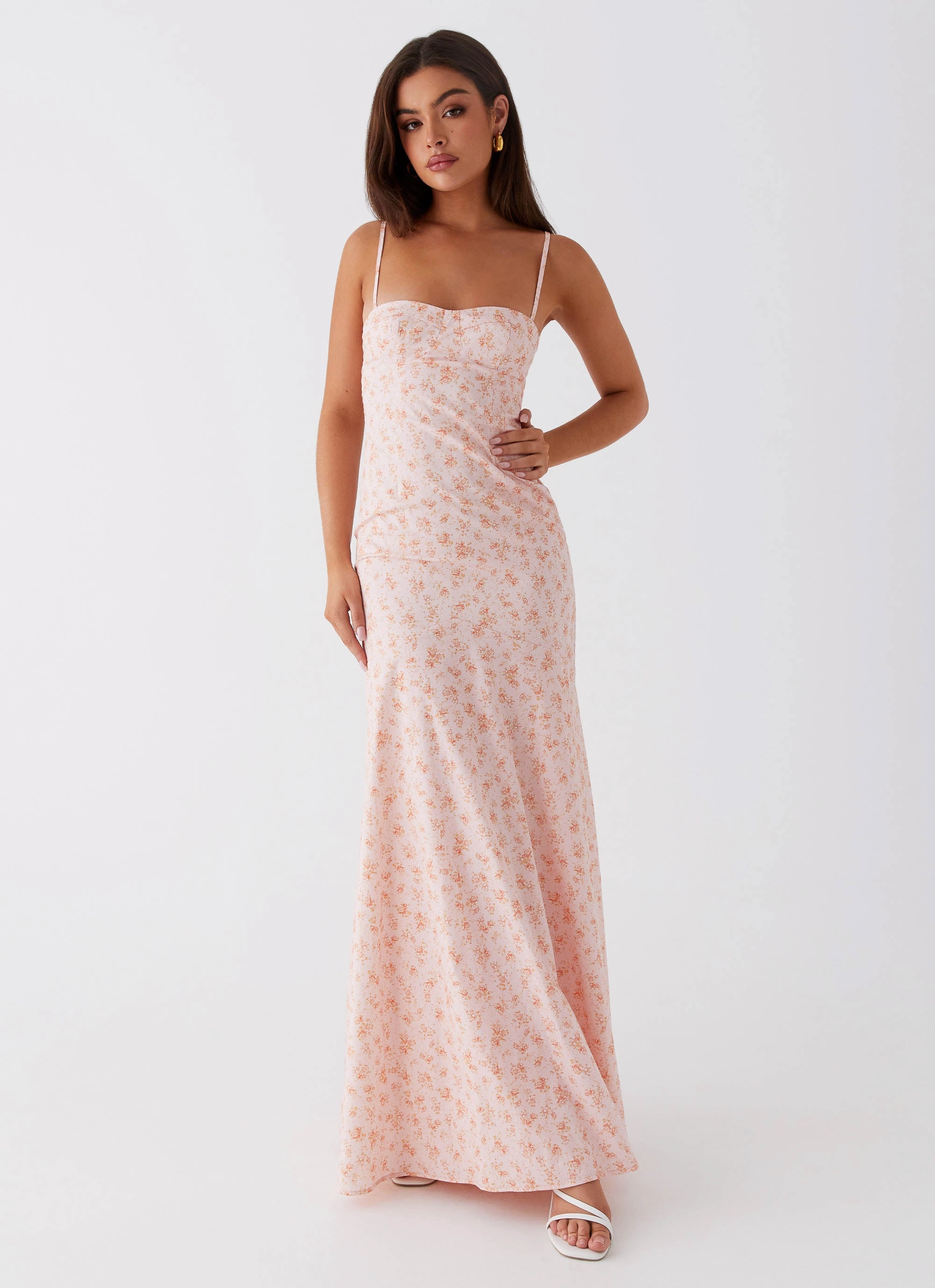 Casual Fit Office Layer Britney Maxi Dress - Pink Ditsy Floral