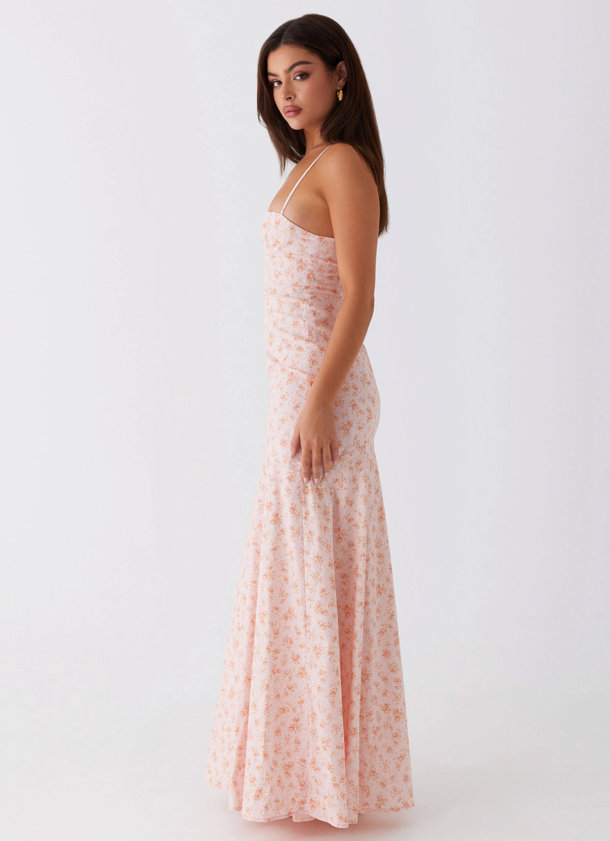 Relaxed Line Fit Mood Britney Maxi Dress - Pink Ditsy Floral