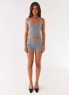 Clayton Top - Black Gingham TurtleneckDesign HoodedVersion