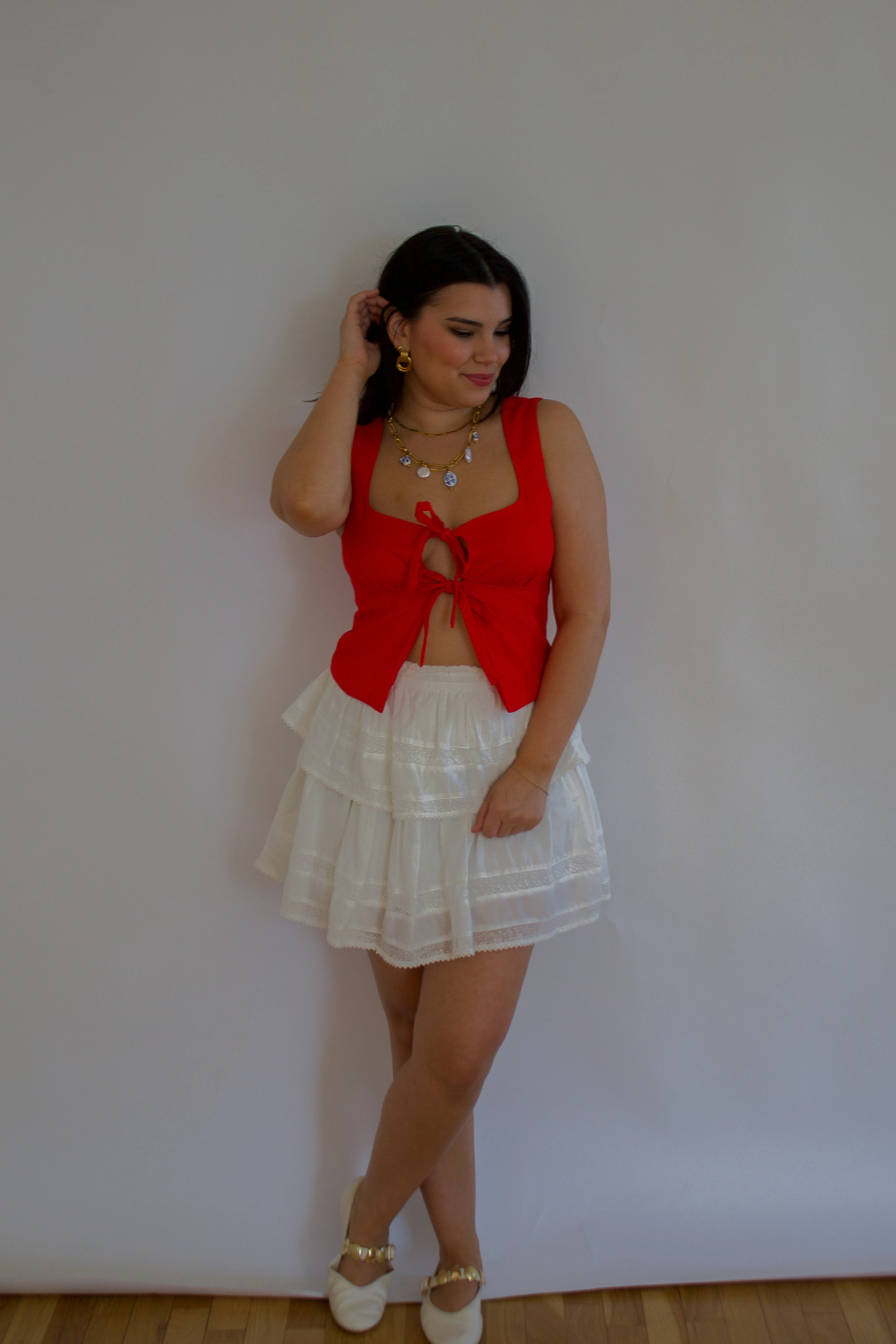 Tiered Away Ruffle Mini Skirt MultipanelLayout Compression Fit Technology