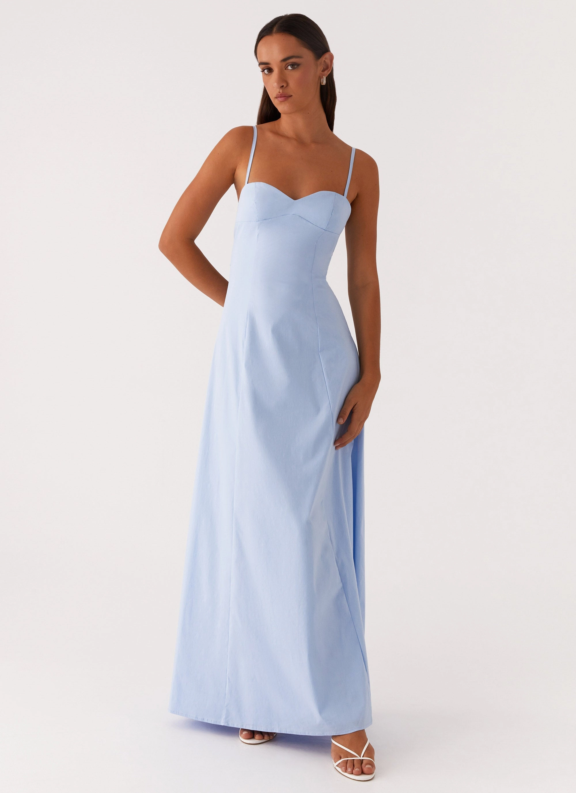 Clear As Day Maxi Dress - Blue Open-back Nature Bloom