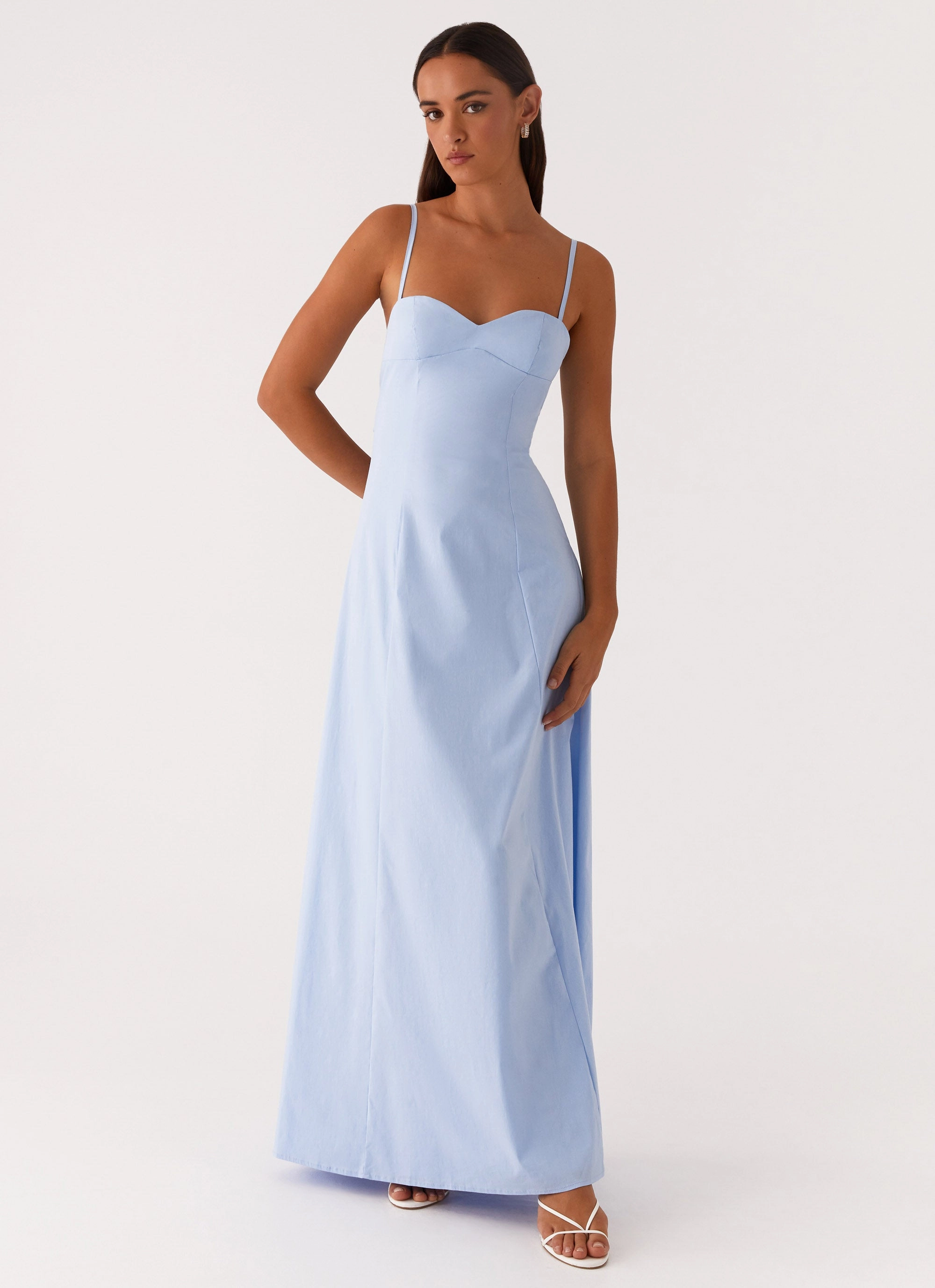 Effortless Layer Wear Sharp Detail Clear As Day Maxi Dress - Blue