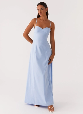 Clear As Day Maxi Dress - Blue Open-back Nature Bloom