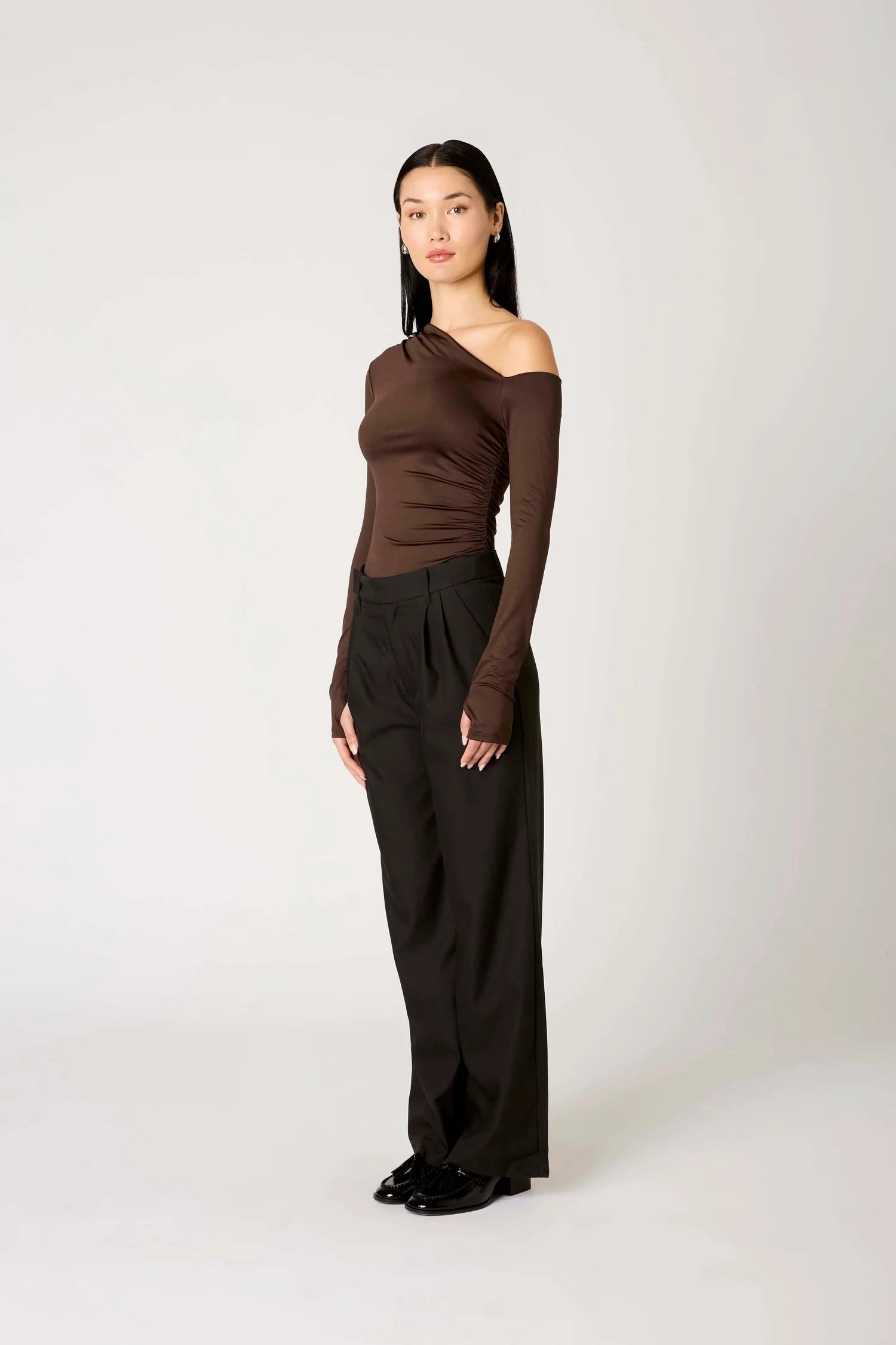 Cleo Top - Espresso Contrast Stitch Detailing