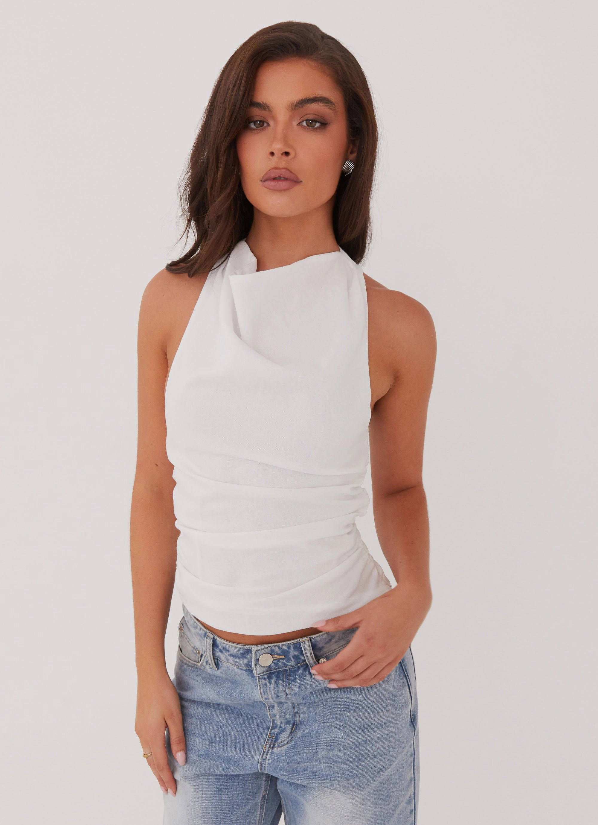 Cloud Whisper Linen Top - White AllSeason Wearability