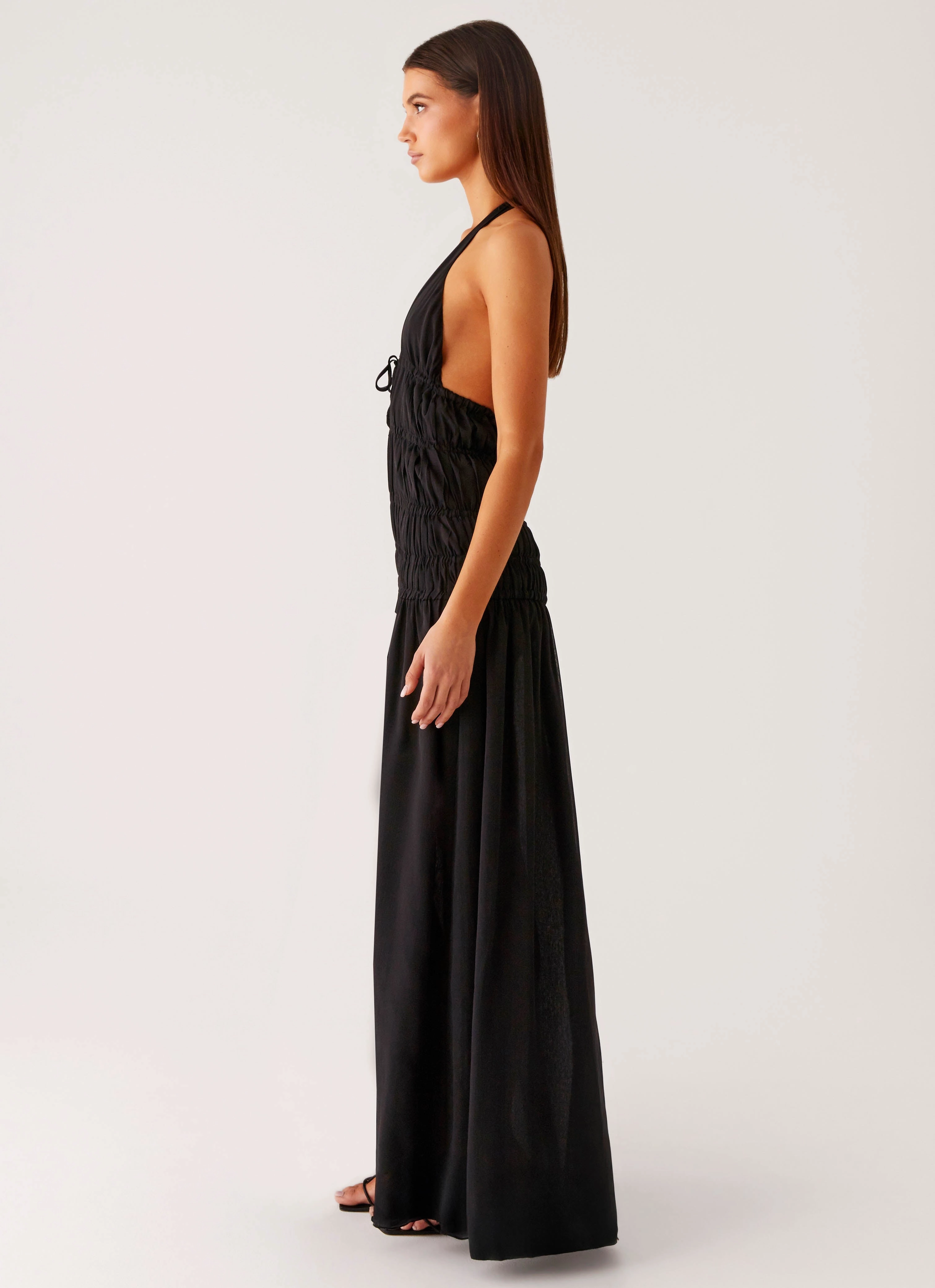 Dione Halter Maxi Dress - Black Work-to-Play Wear Fall Comfort