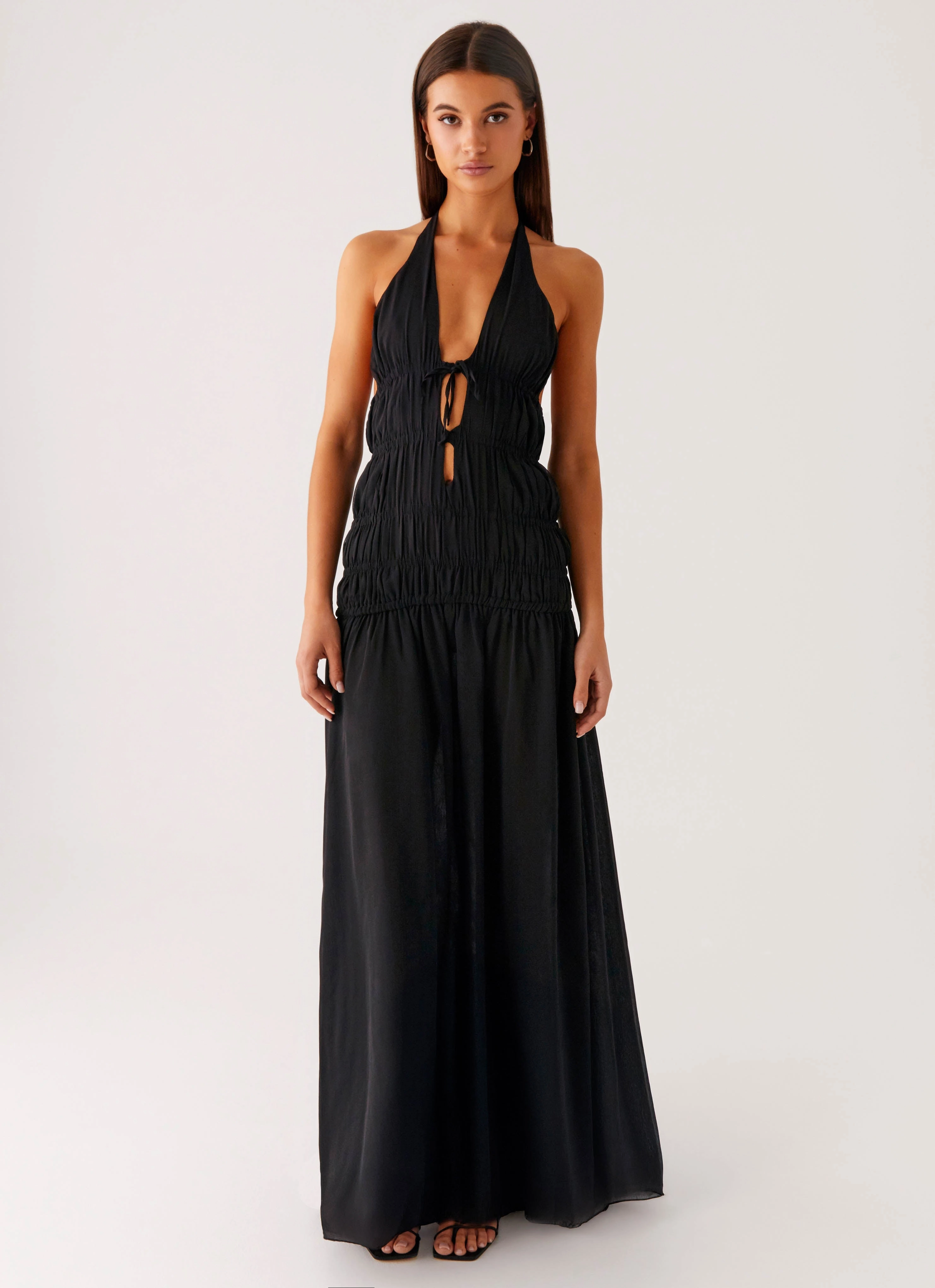 Seasonal Essential Dione Halter Maxi Dress - Black