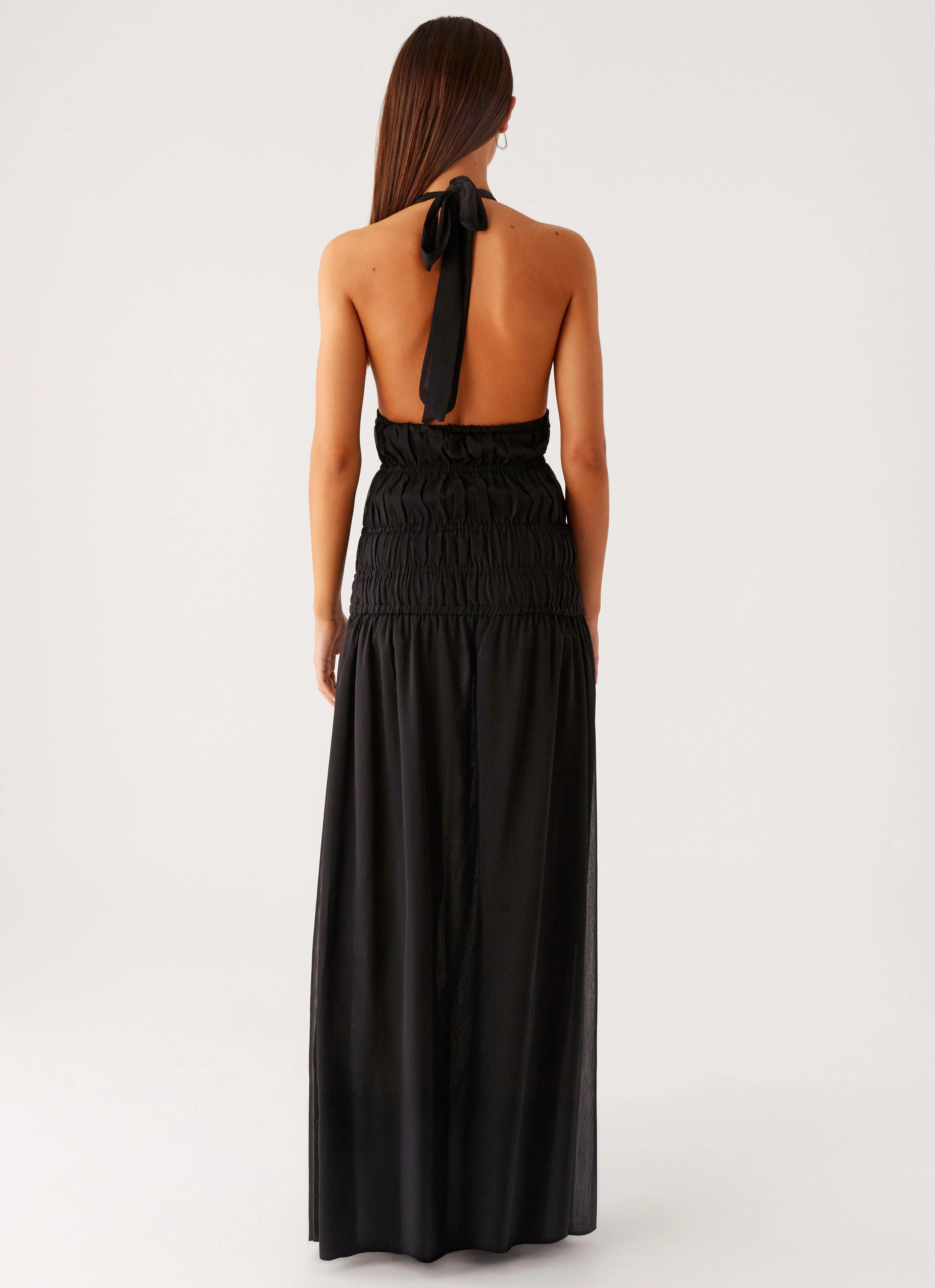 Dione Halter Maxi Dress - Black Youthful Style