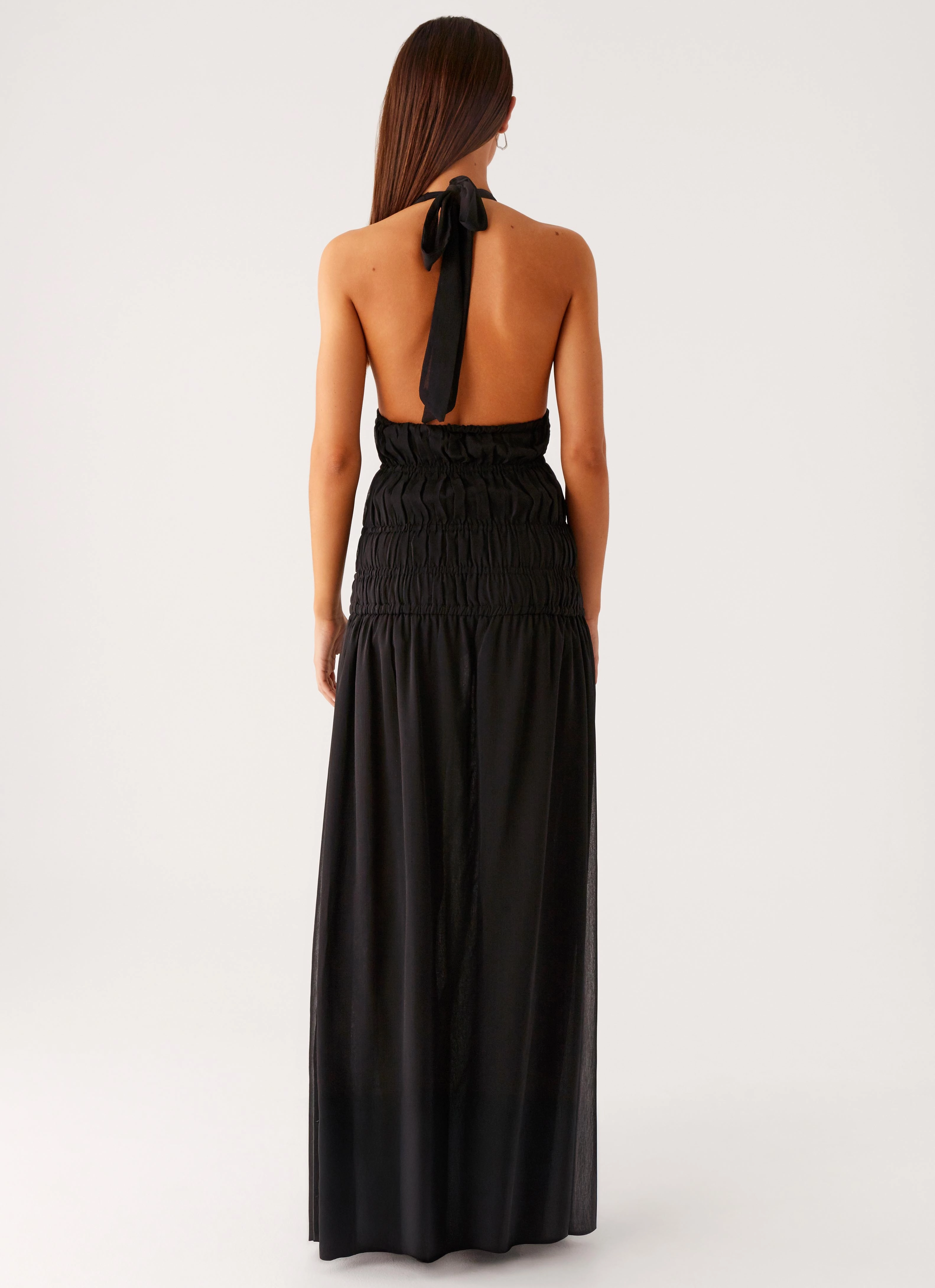 Dione Halter Maxi Dress - Black Gentle Shine Relax Piece