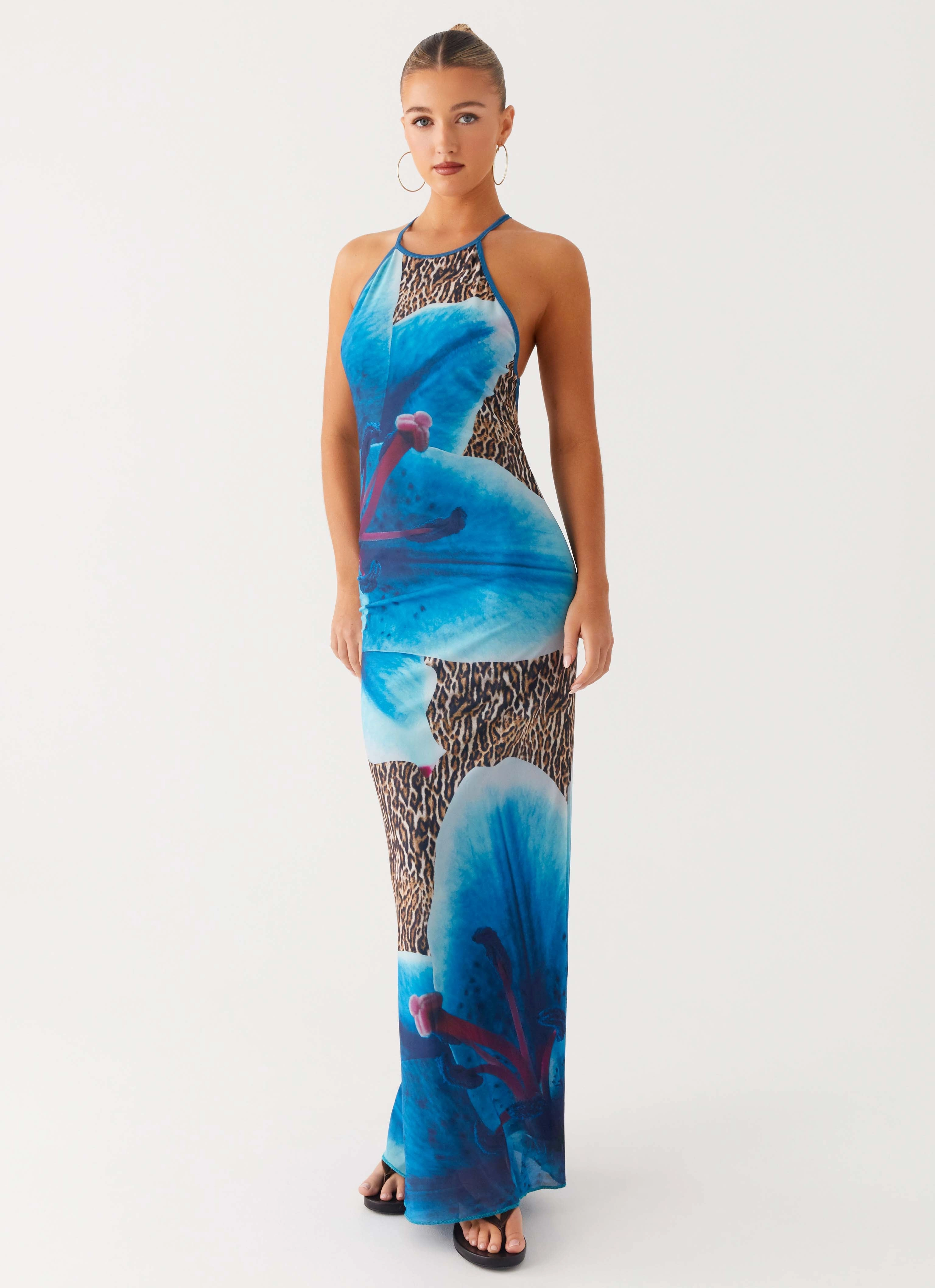 Sandy Siren Maxi Dress - Cheetah Floral Cool Structure Soft Harmony