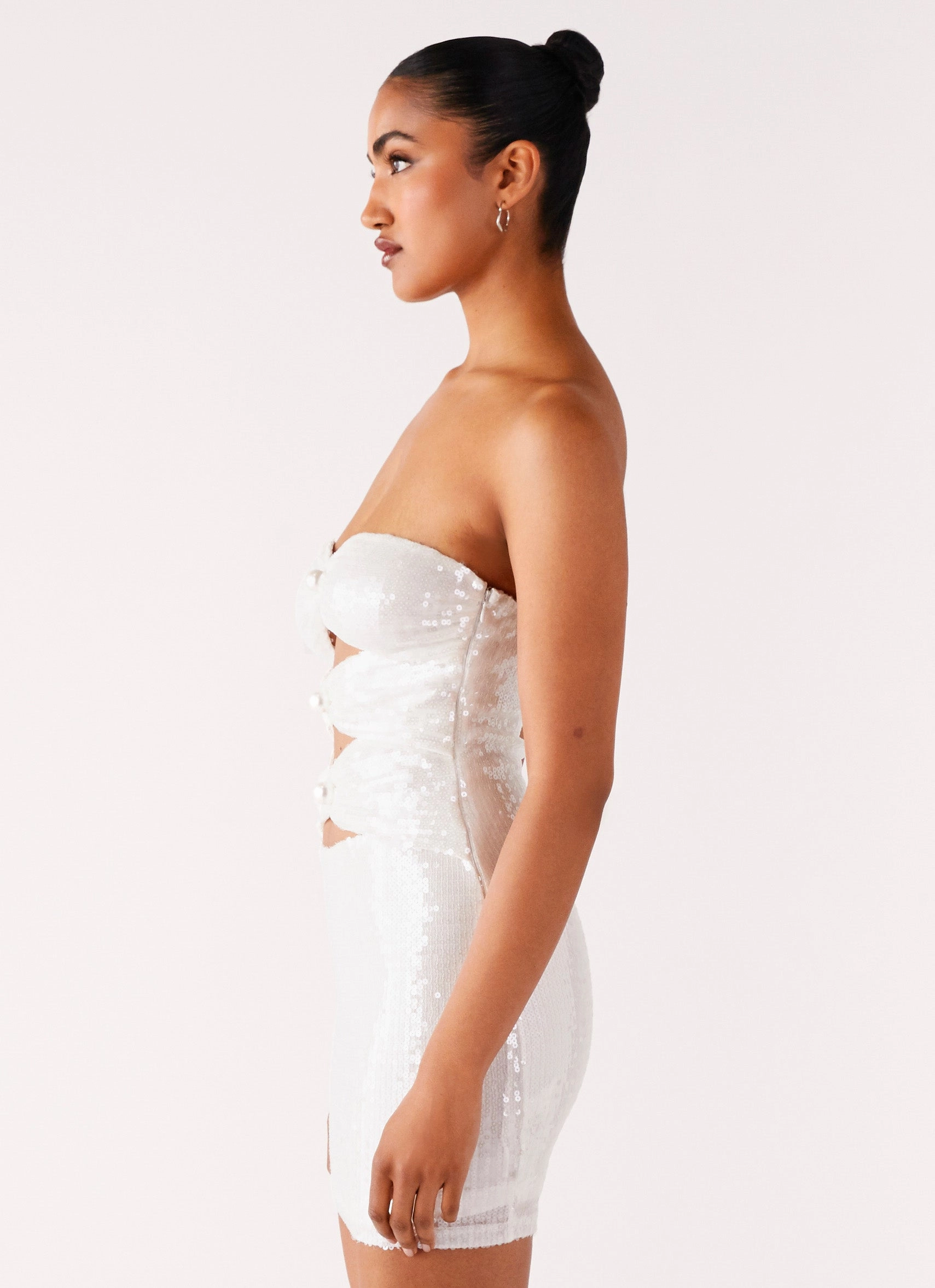 Anniversary-Event Kind Glow Clyra Sequin Mini Dress - Ivory