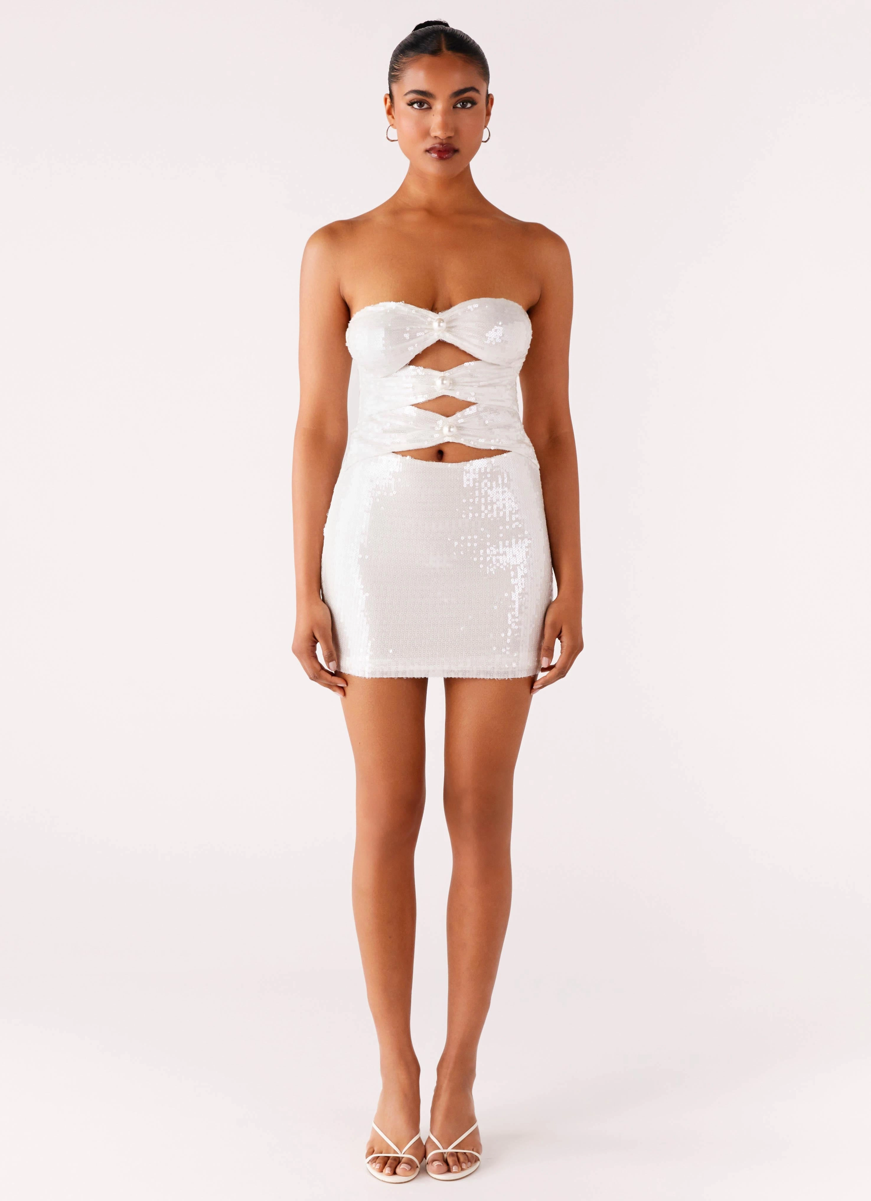 Clyra Sequin Mini Dress - Ivory Modern and Stylish