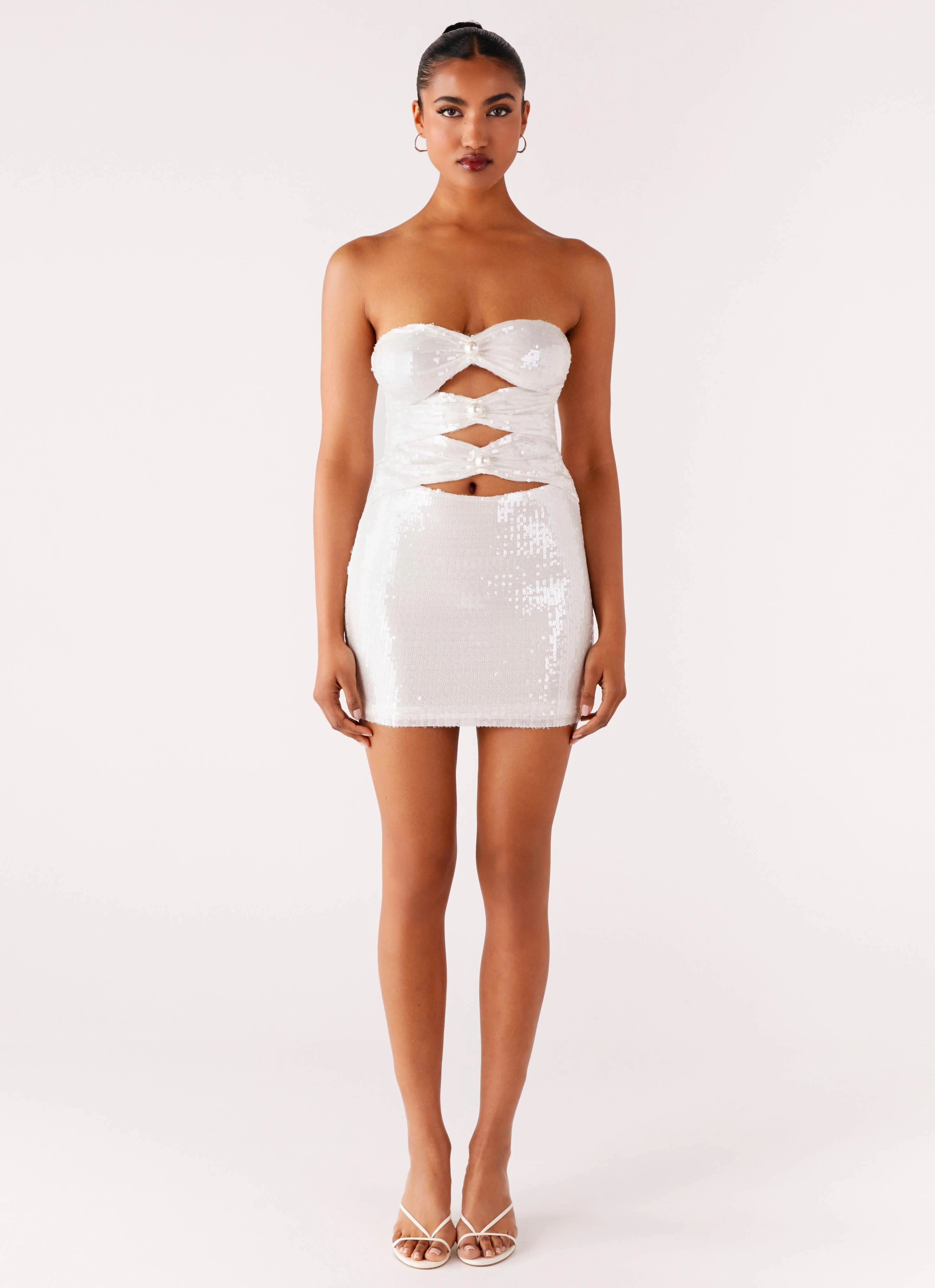 Smart Layering Clyra Sequin Mini Dress - Ivory