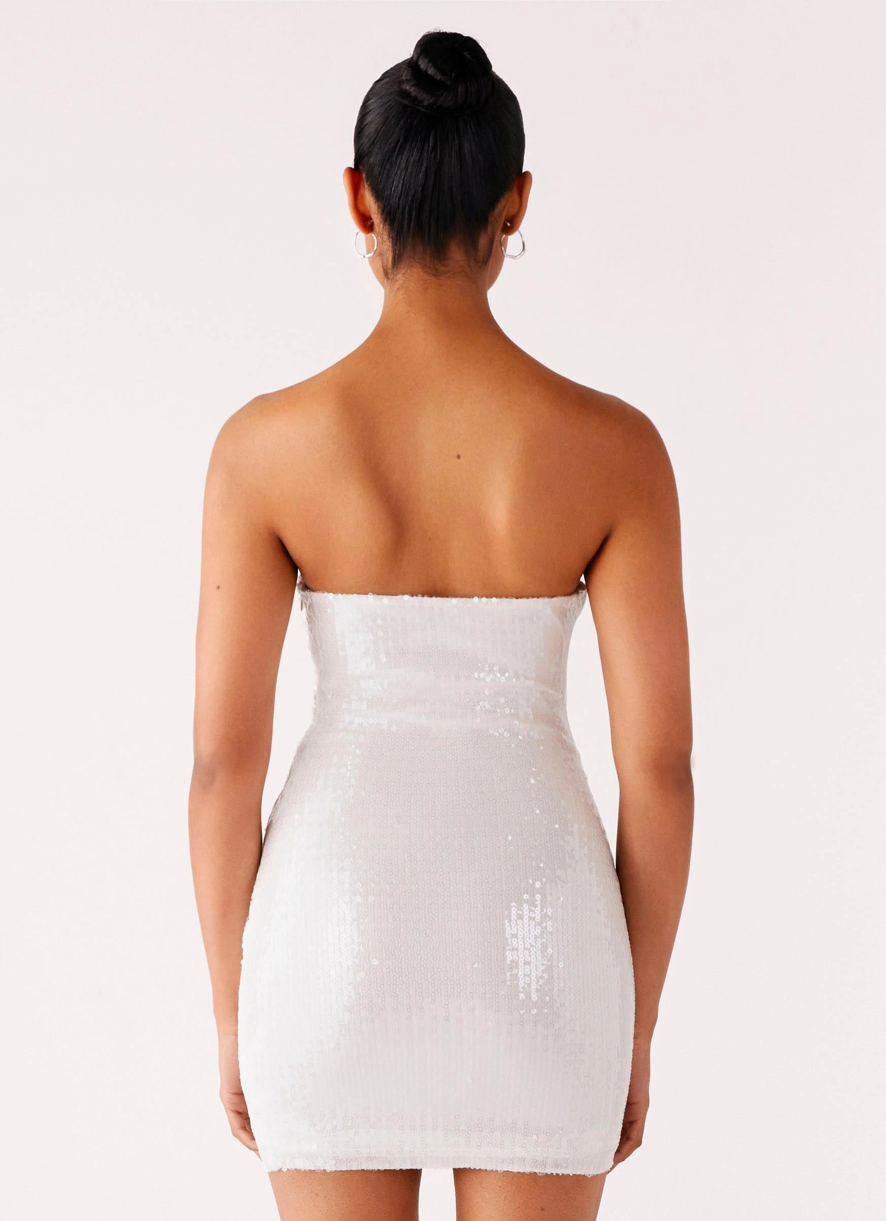 Vibrant Style Color Glow Clyra Sequin Mini Dress - Ivory