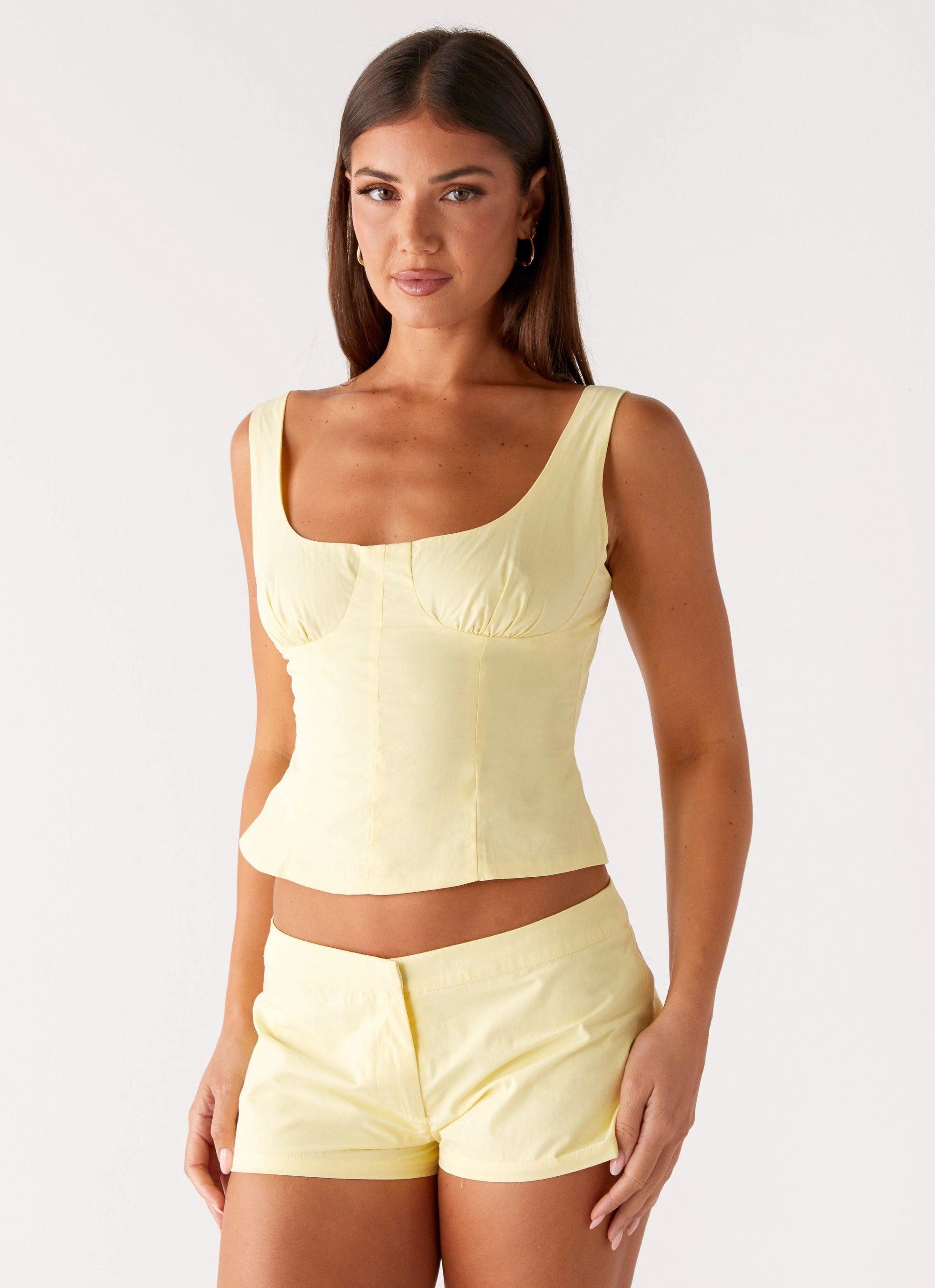 Durable Interlock Stitch Winter Wardrobe Coastline Bustier Top - Yellow