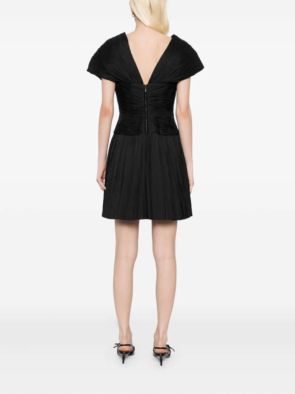 Travel-Pack Avarie Plisse Mini Dress in Black