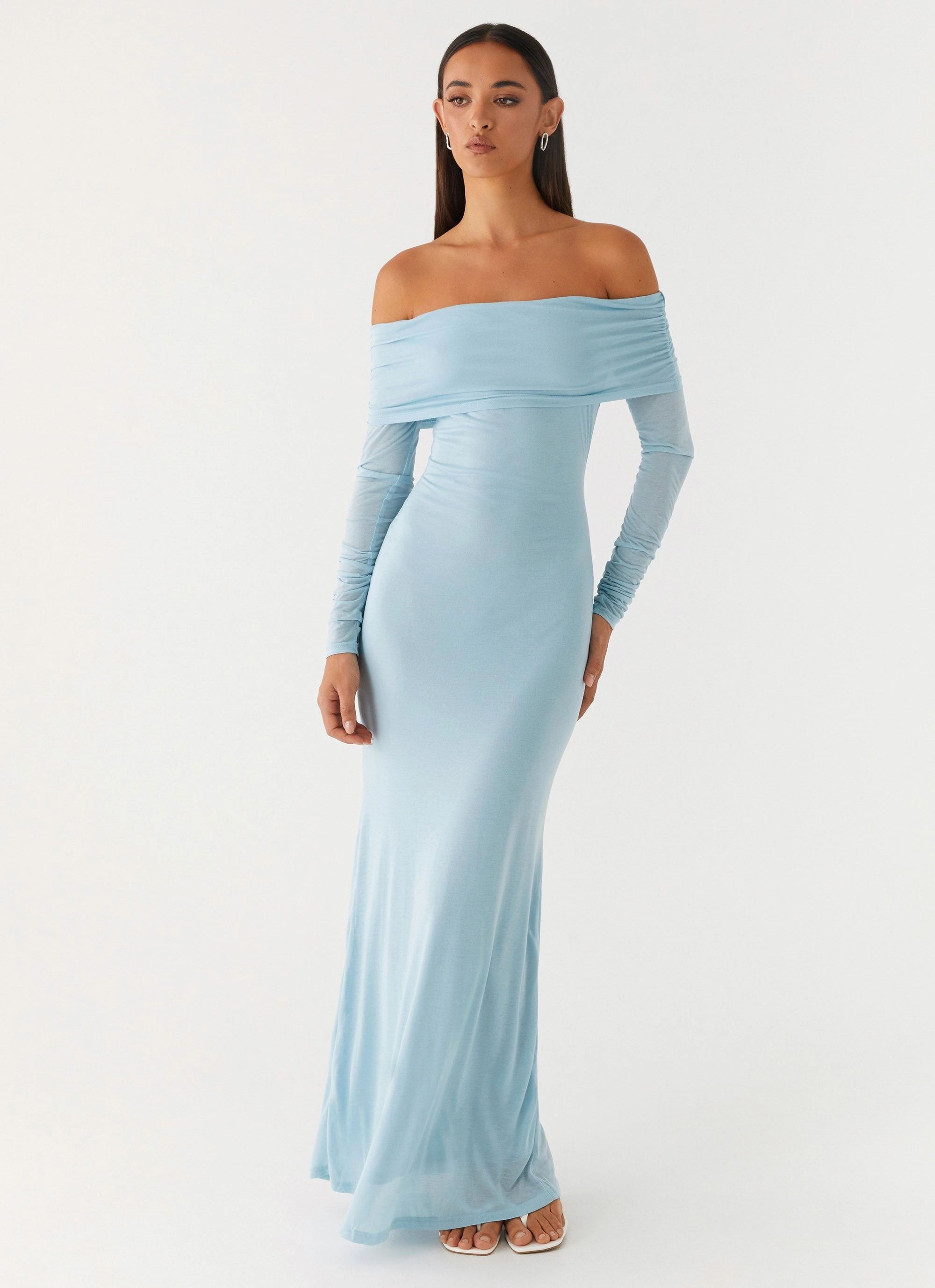 Cocoa Long Sleeve Maxi Dress - Blue Elegant Simplicity